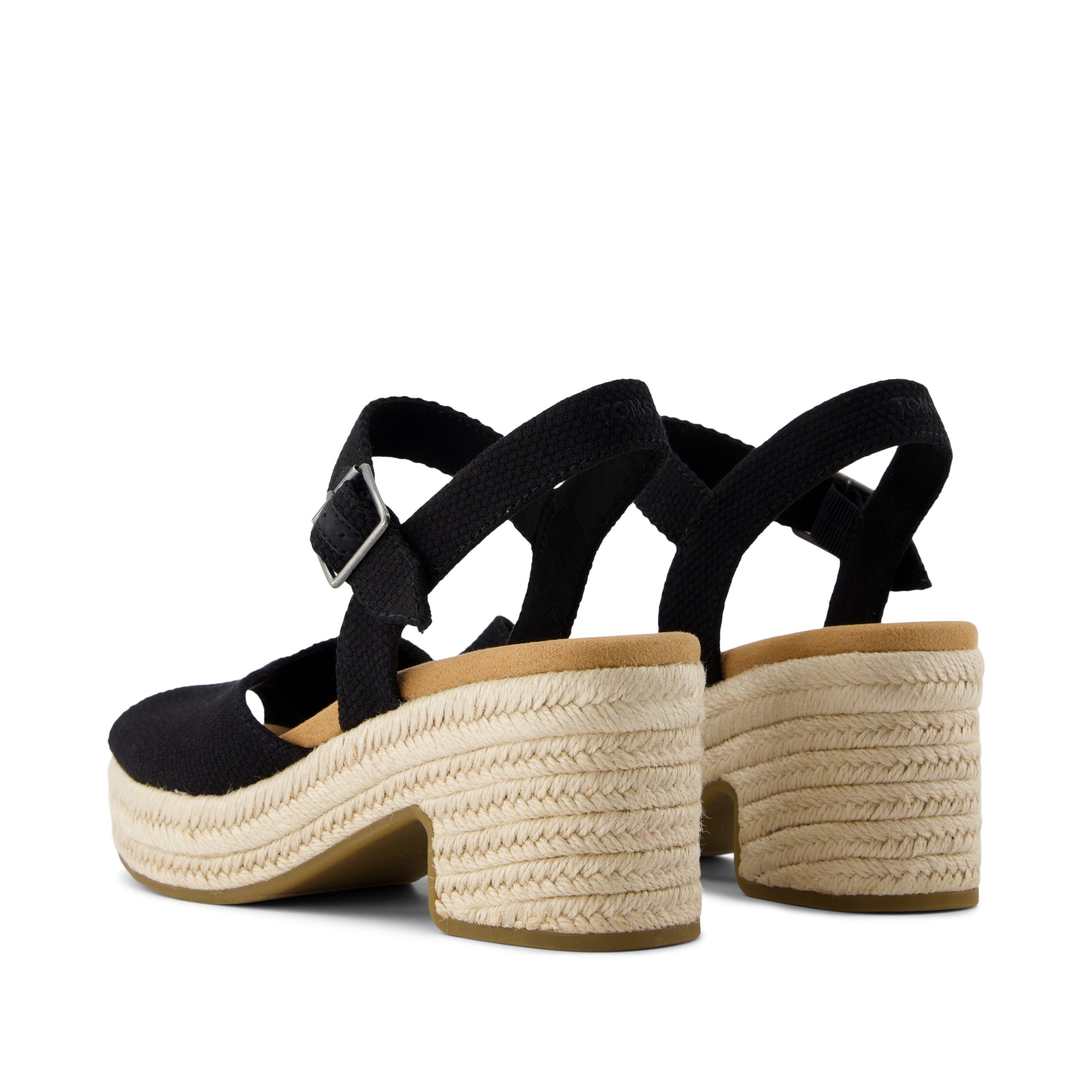 Isla Peep Toe Heeled Sandal Black Beachside Woven - Image 4