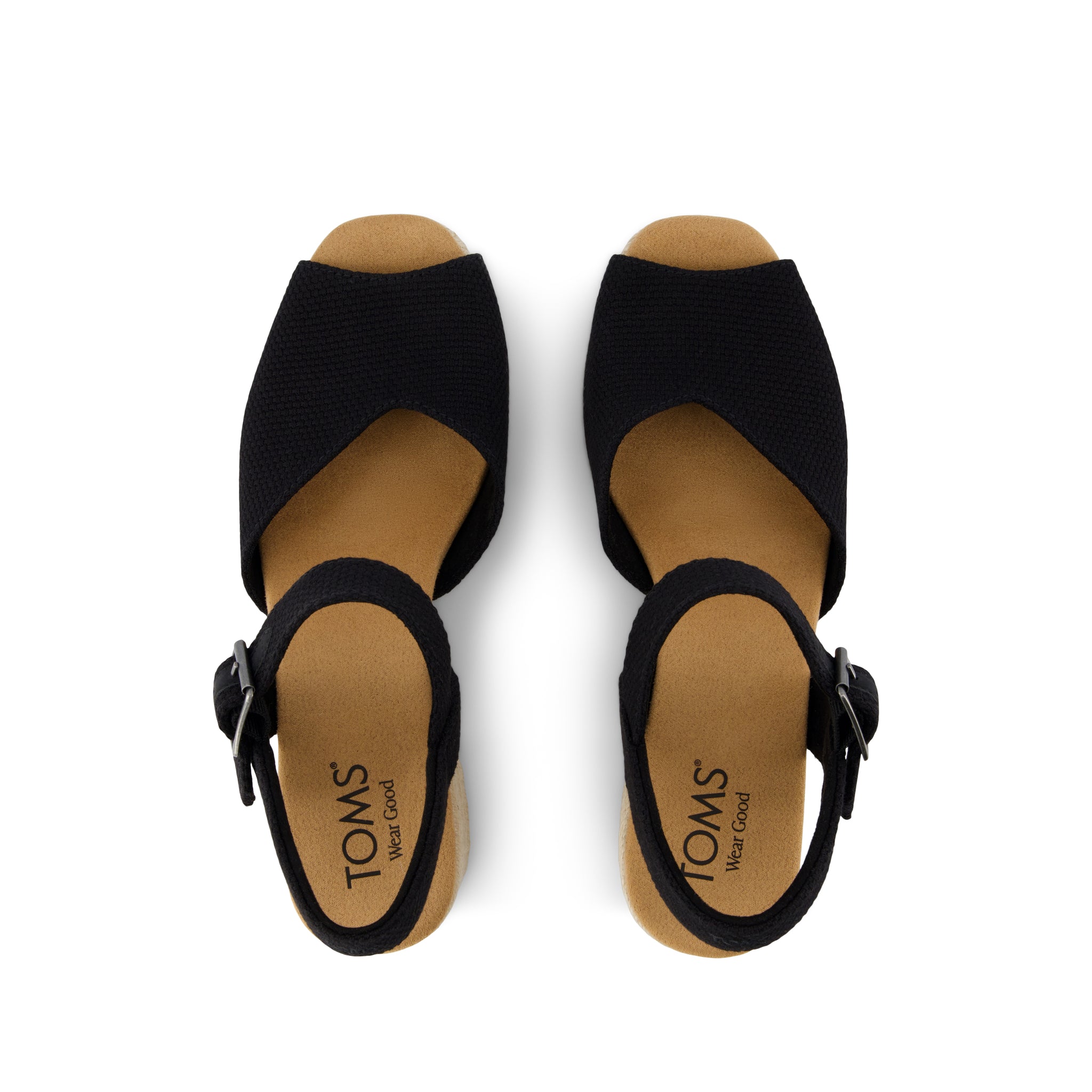 Isla Peep Toe Heeled Sandal Black Beachside Woven - Image 6