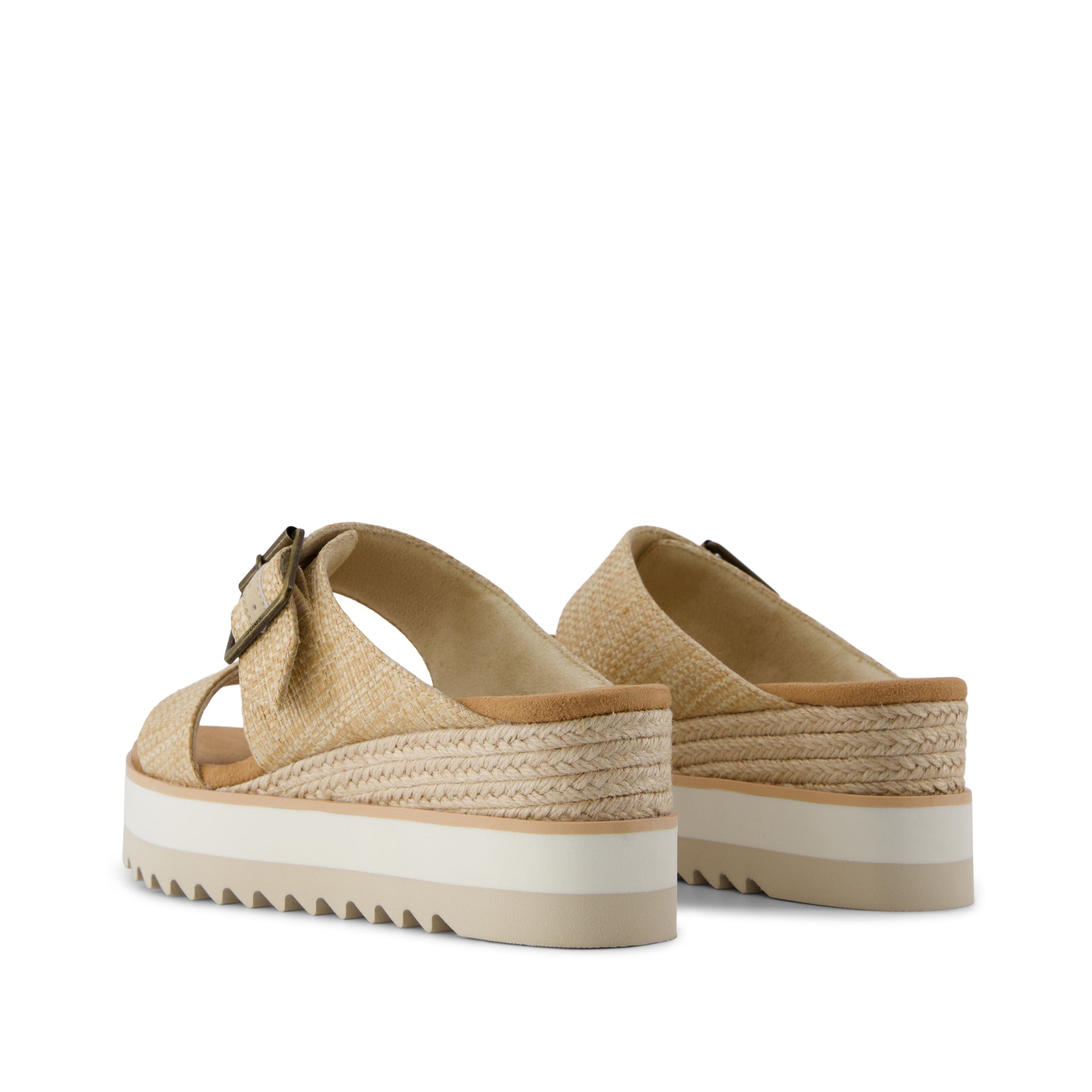 Diana Mule Buckle Wedge Sandal Almond Raffia - Image 5