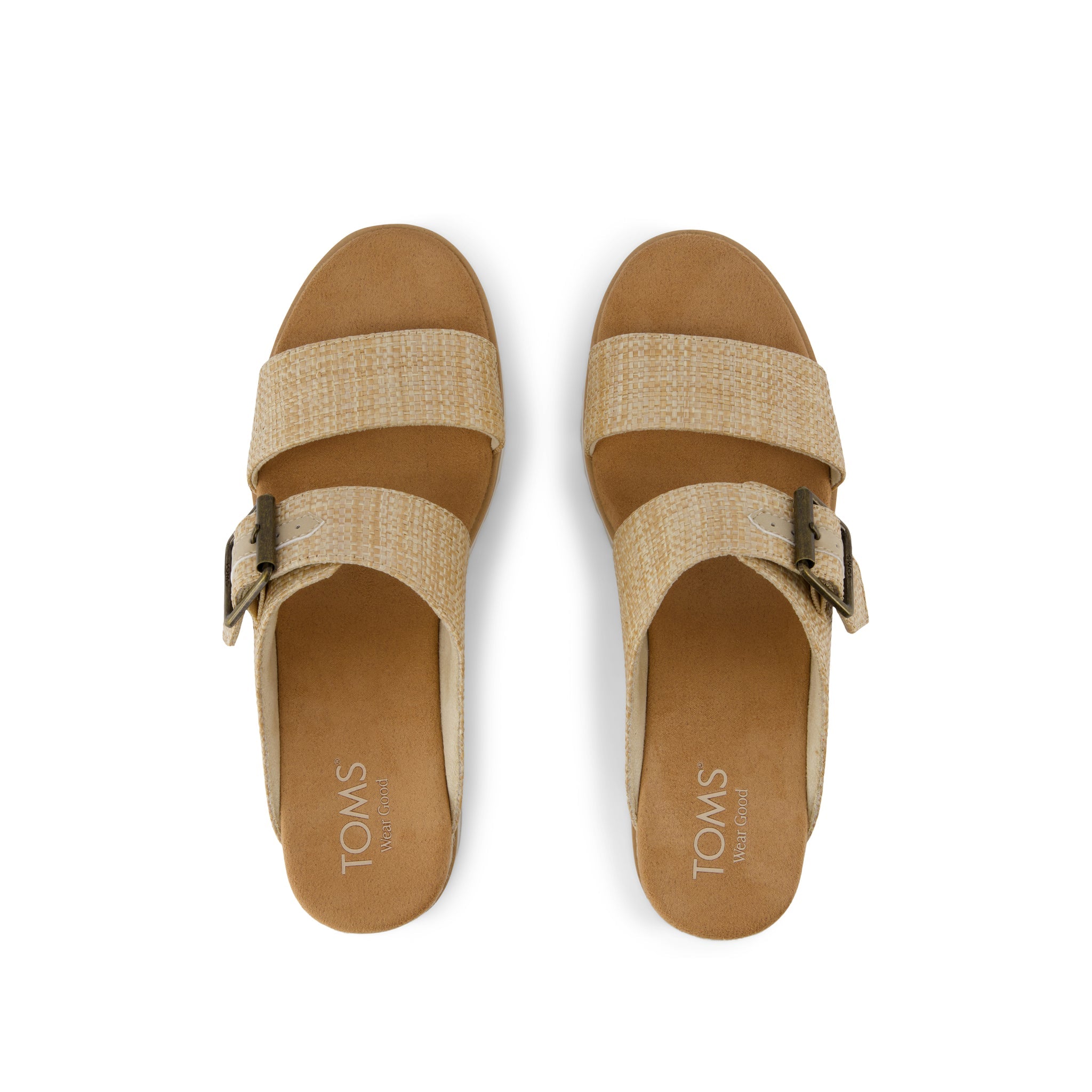 Diana Mule Buckle Wedge Sandal Almond Raffia - Image 7