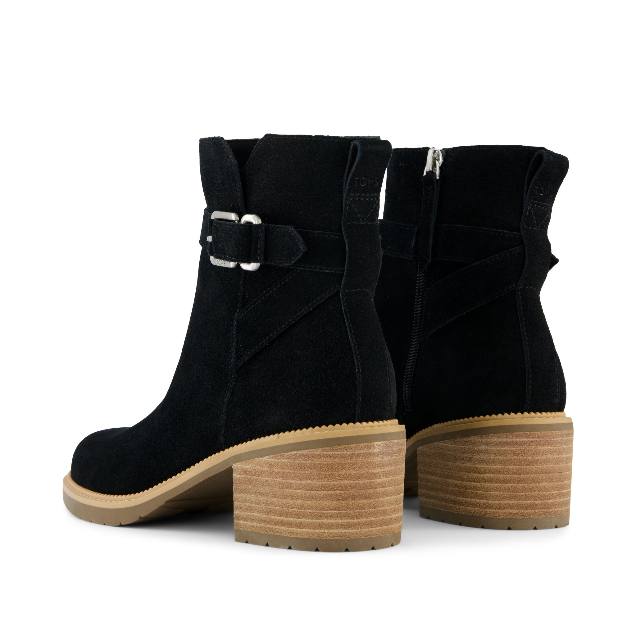 Womens Hailey Buckle Ankle Boot Water Resistant Black Suede - Image 3