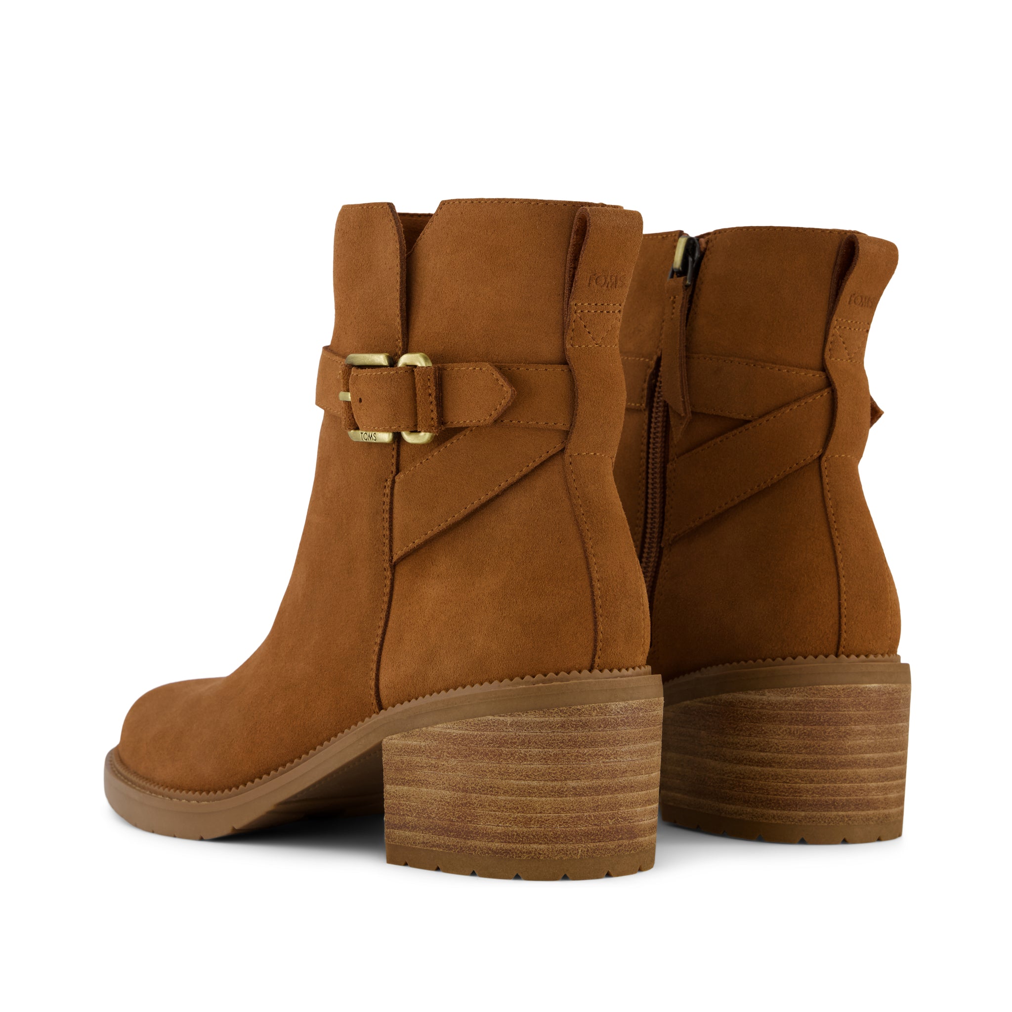 Womens Hailey Buckle Ankle Boot Water Resistant Amber Brown Suede - Image 3