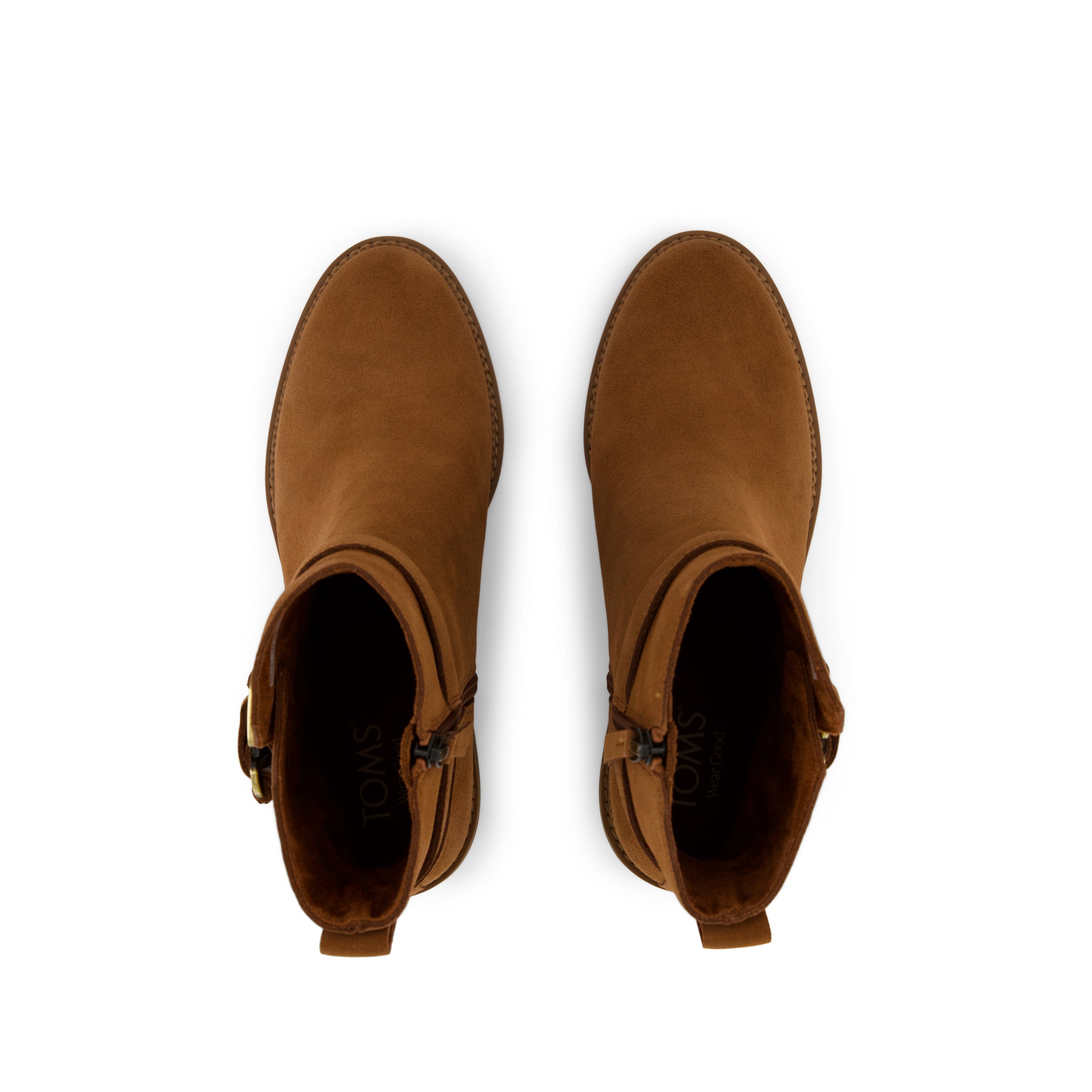 Womens Hailey Buckle Ankle Boot Water Resistant Amber Brown Suede - Image 5