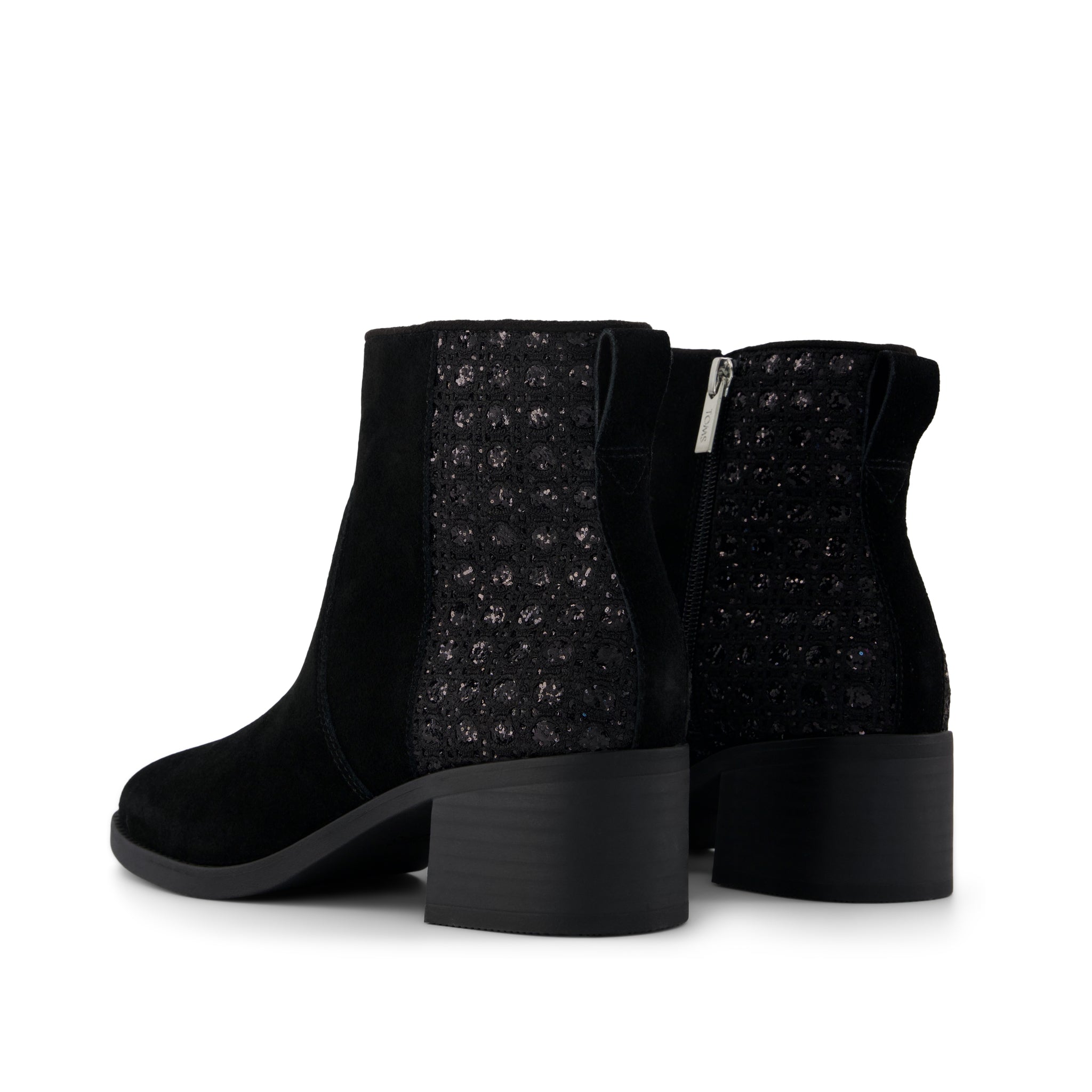 Womens Delilah Heeled Boot Black Geometric Sequins - Image 4