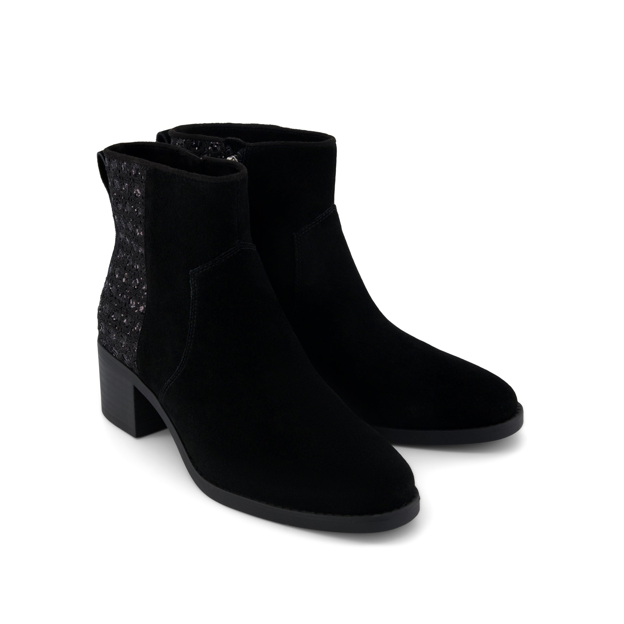 Womens Delilah Heeled Boot Black Geometric Sequins - Image 3