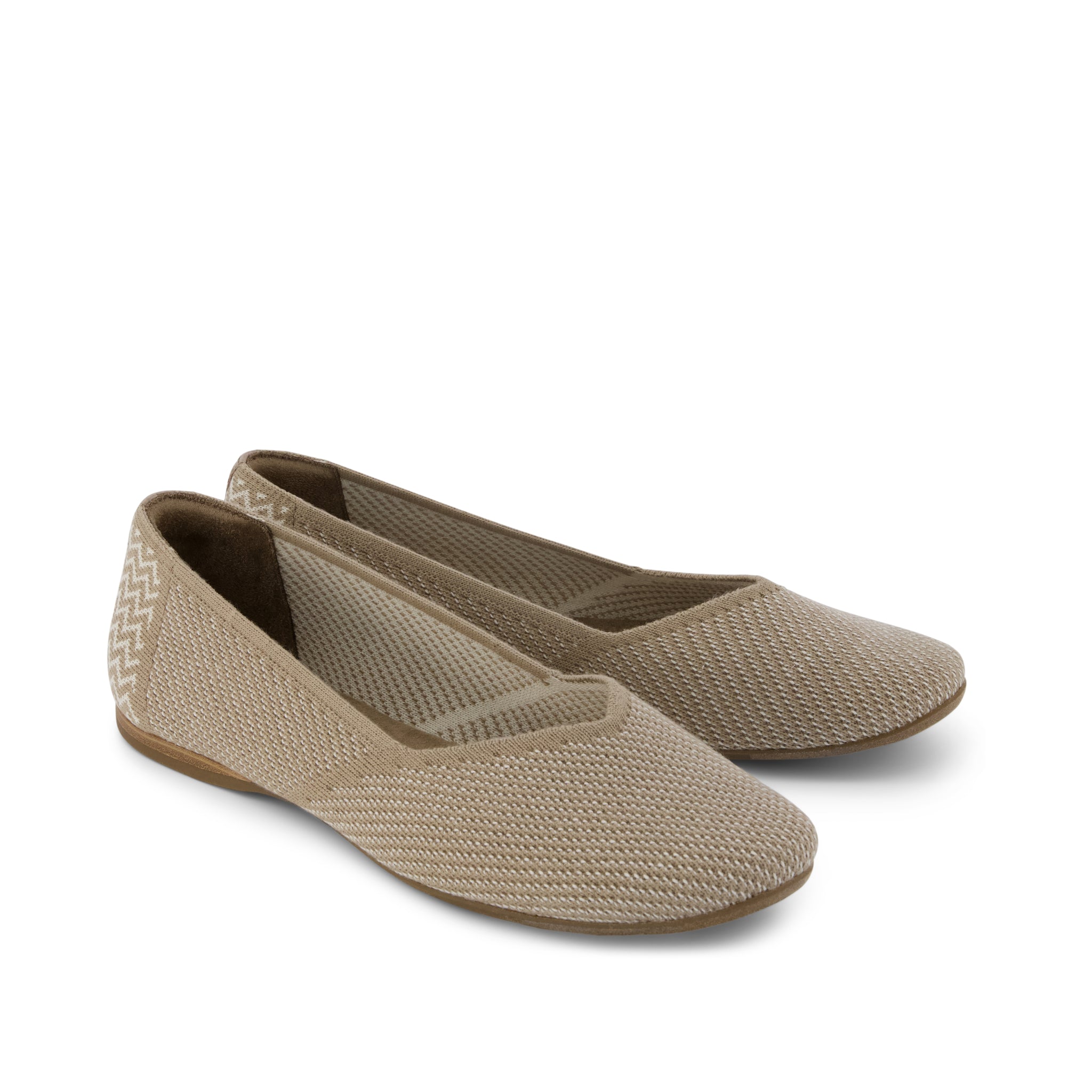 Womens Gemma Flat Dune Brown Engineered Knit - Image 2