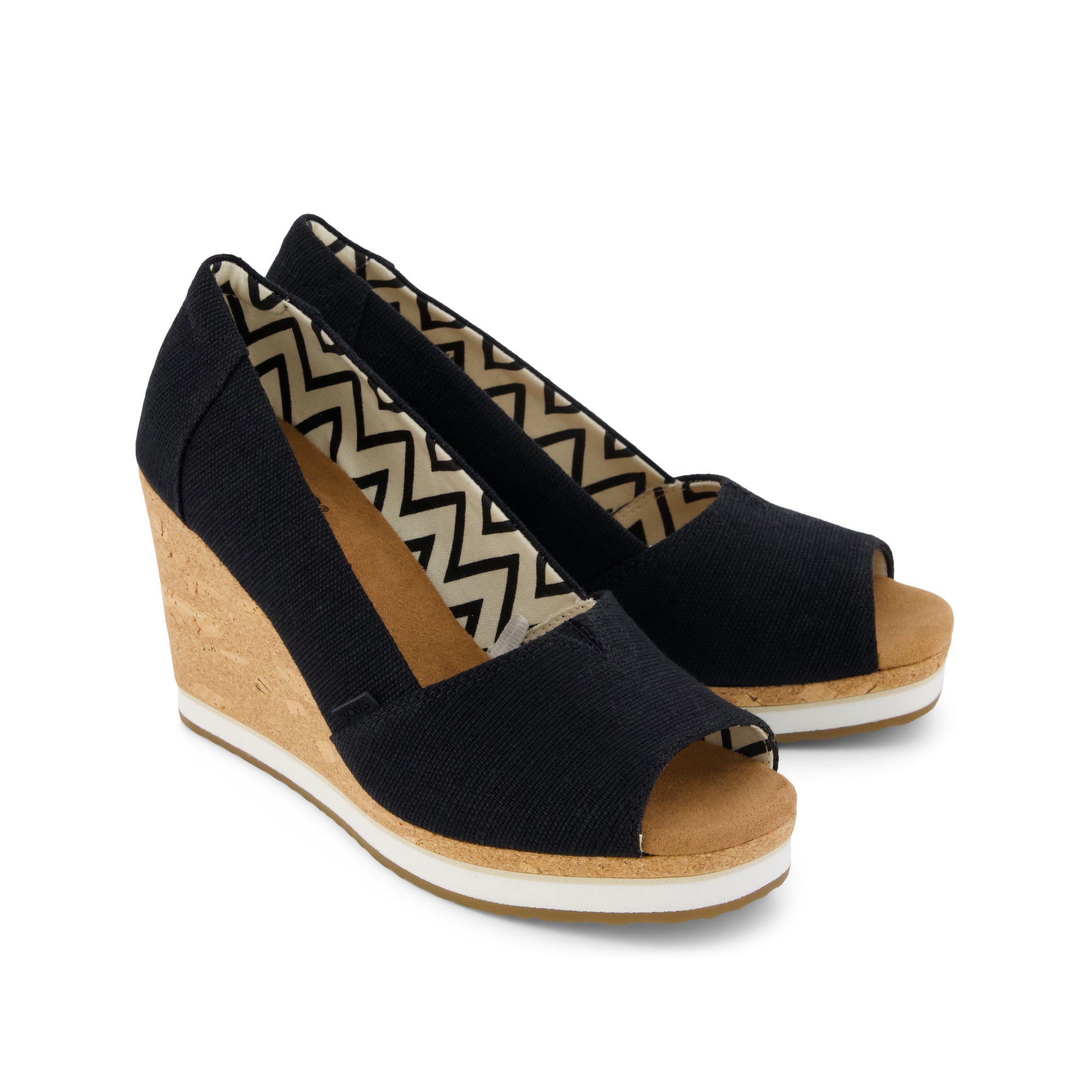 Womens Black Heritage Canvas Essential Wedge - Image 3