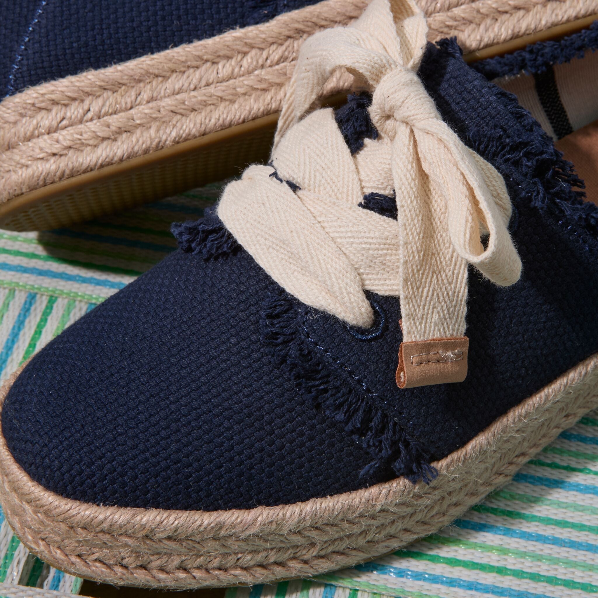 Womens Carolina Lace-Up Espadrille Navy Fray - Image 2