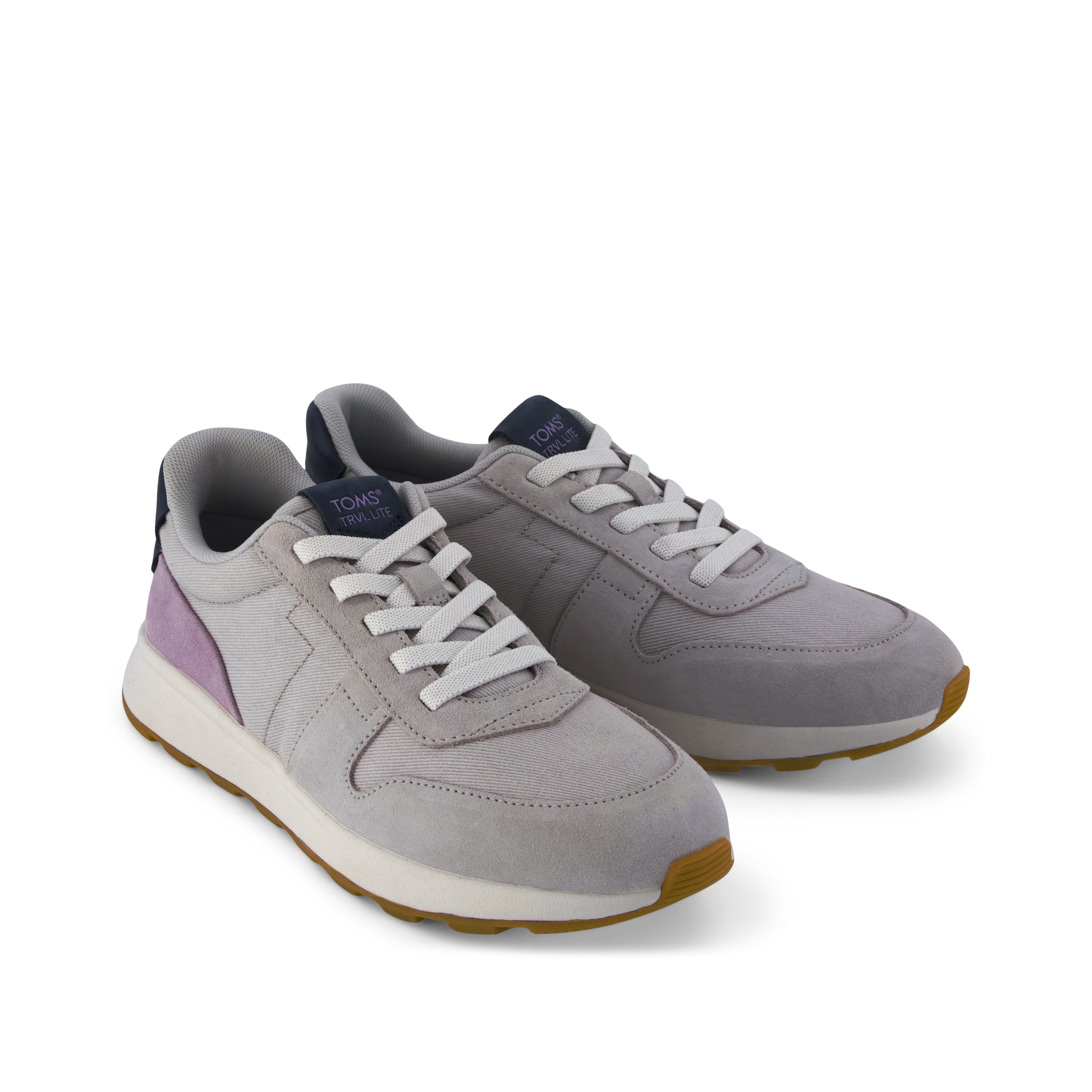 Womens TRVL LITE Retro Runner Sneaker Water Repellent Lunar Grey Suede - Image 2