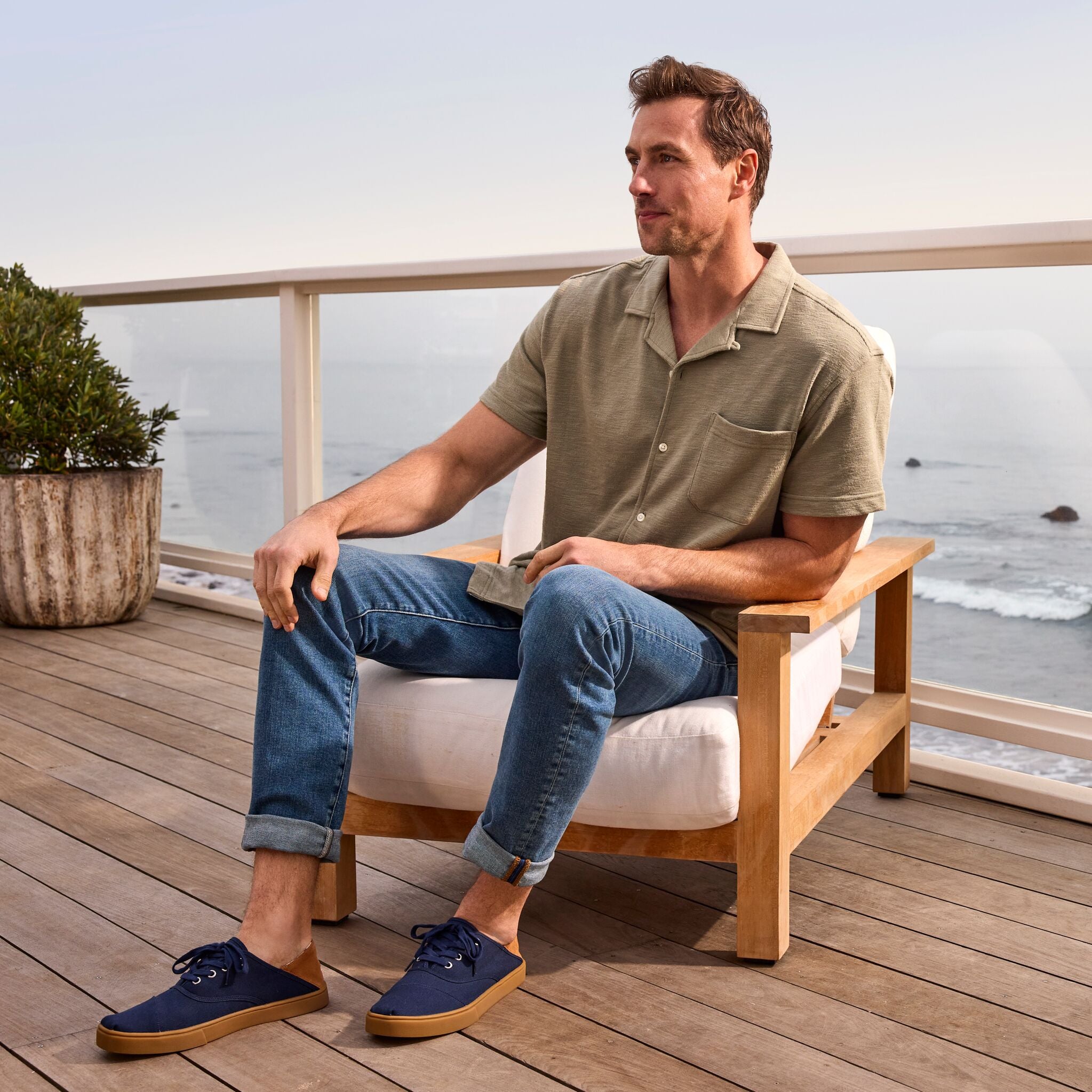 Mens Cordones Plus Sneaker Navy Canvas - Image 2