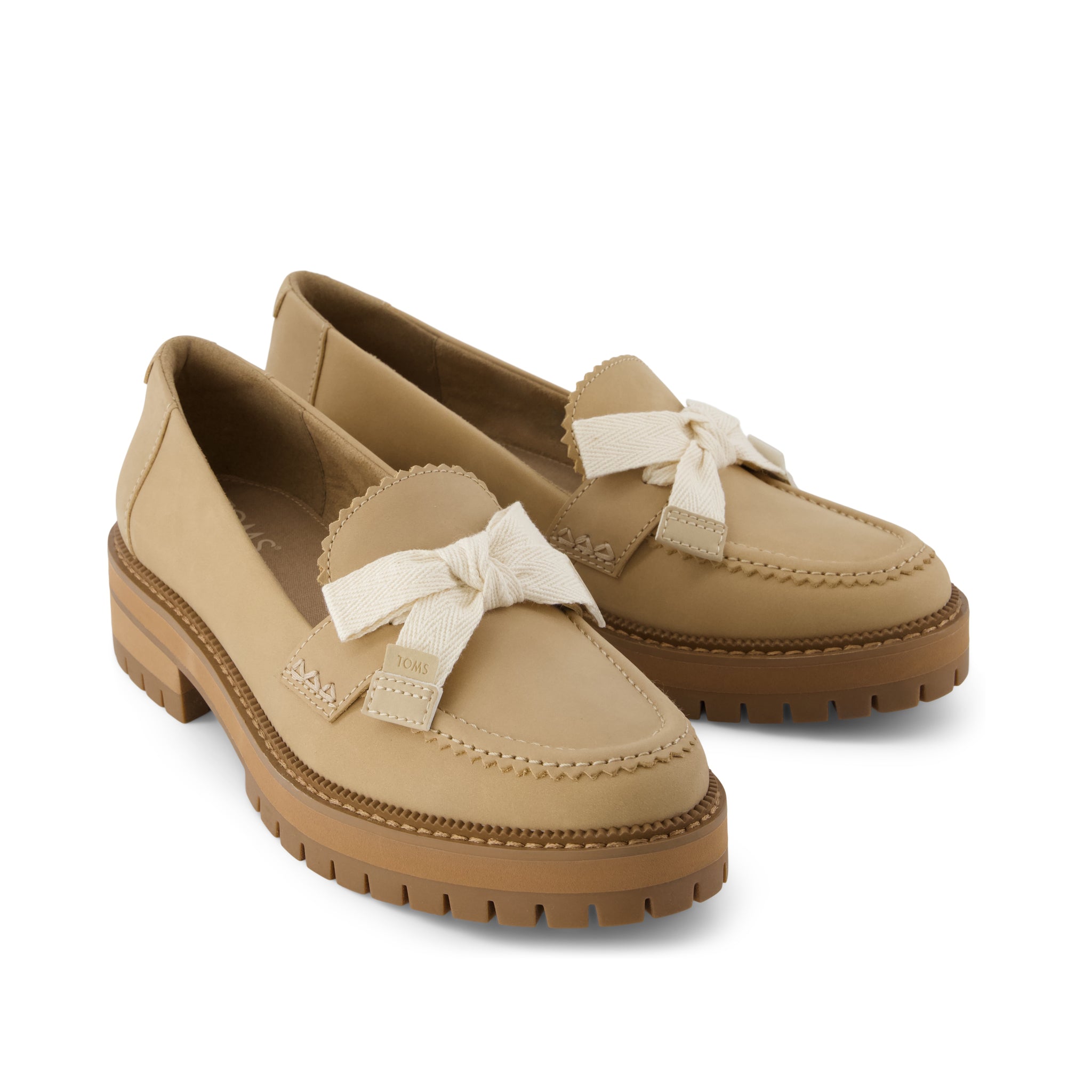 Womens Cara Bow Loafer Taupe Leather - Image 3