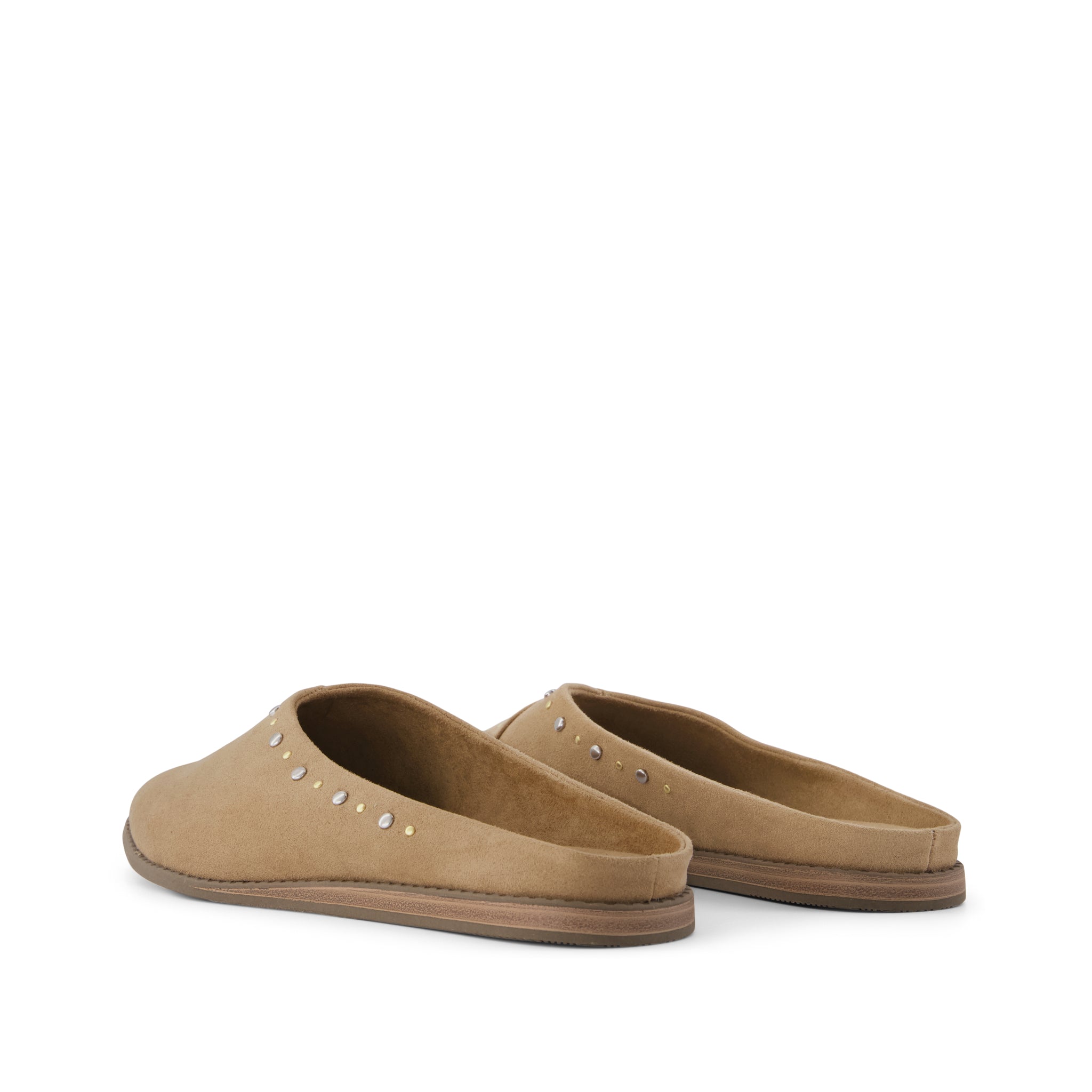 Womens Amelia Mule Taupe Microsuede with Studs - Image 4