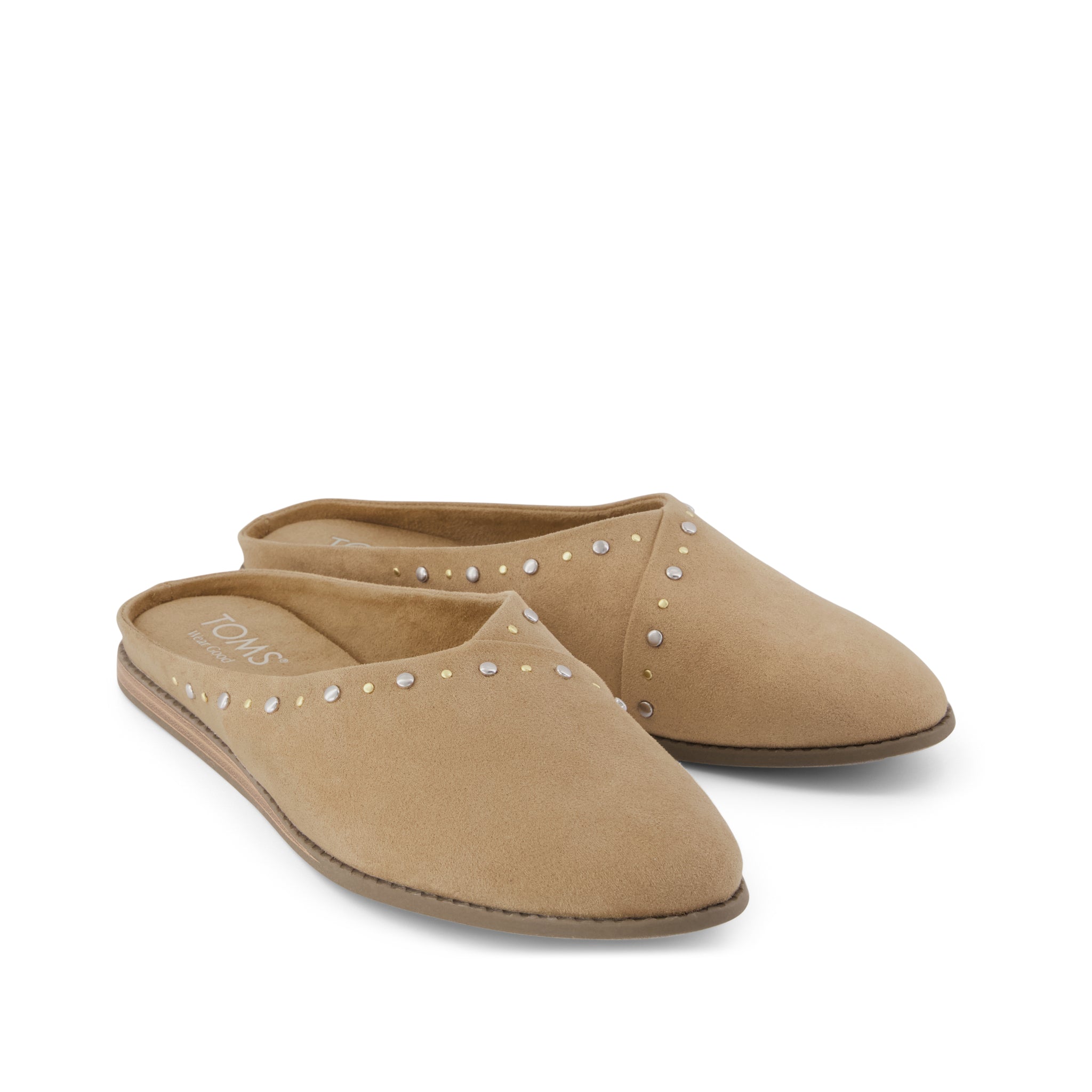 Womens Amelia Mule Taupe Microsuede with Studs - Image 3
