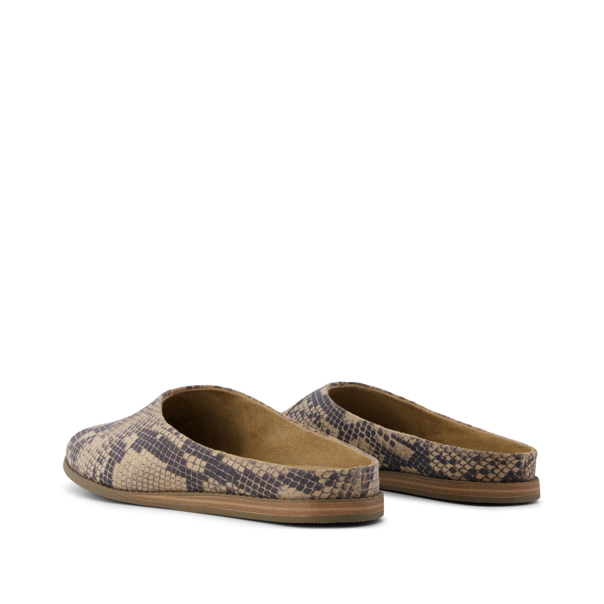 Womens Amelia Mule Taupe Snake Print Suede - Image 4