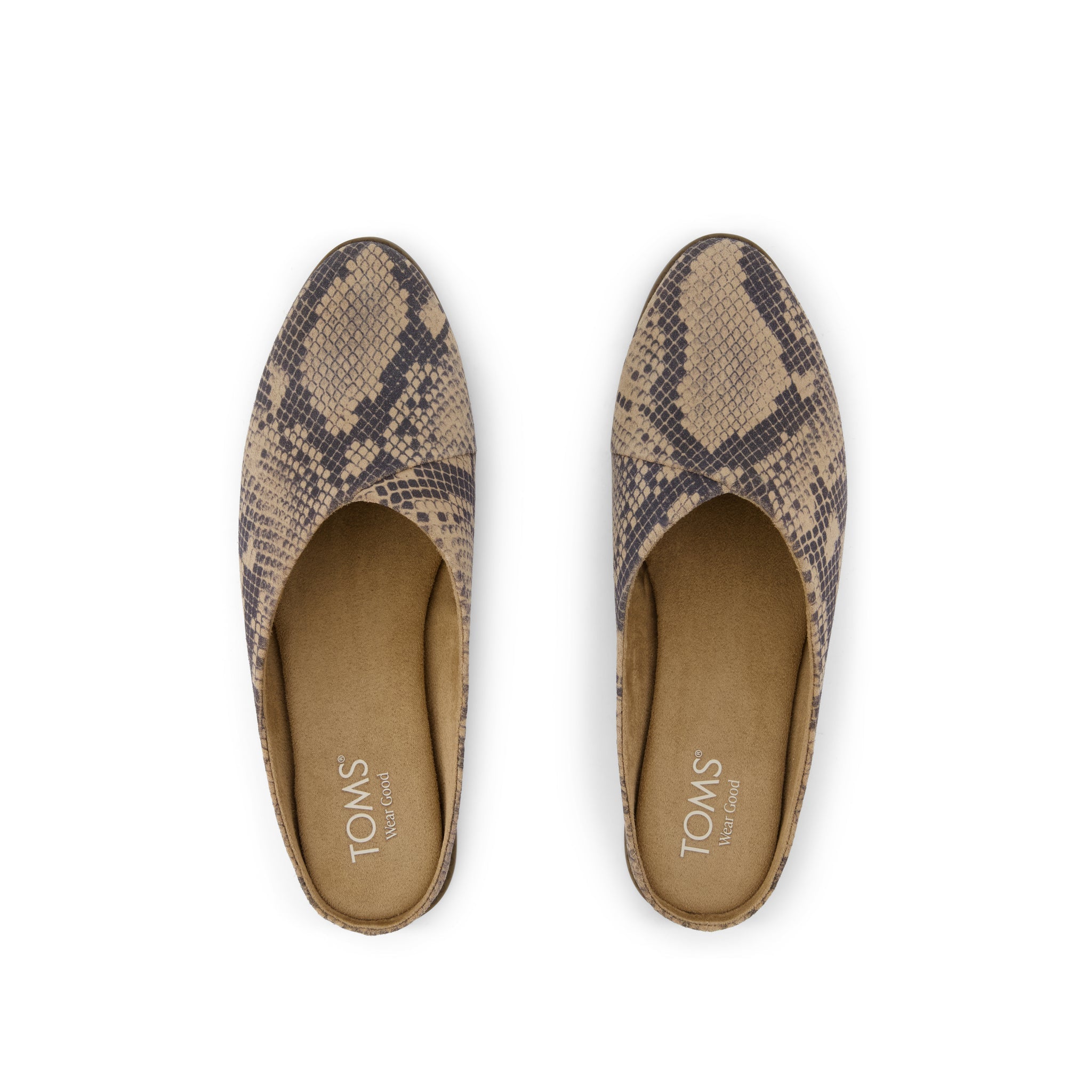 Womens Amelia Mule Taupe Snake Print Suede - Image 6