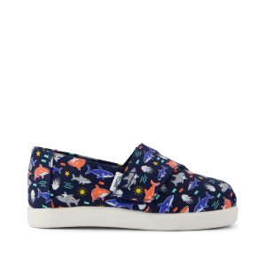 Alpargata Classic Toddler Shoe Navy Glow in the Dark Shark Friends