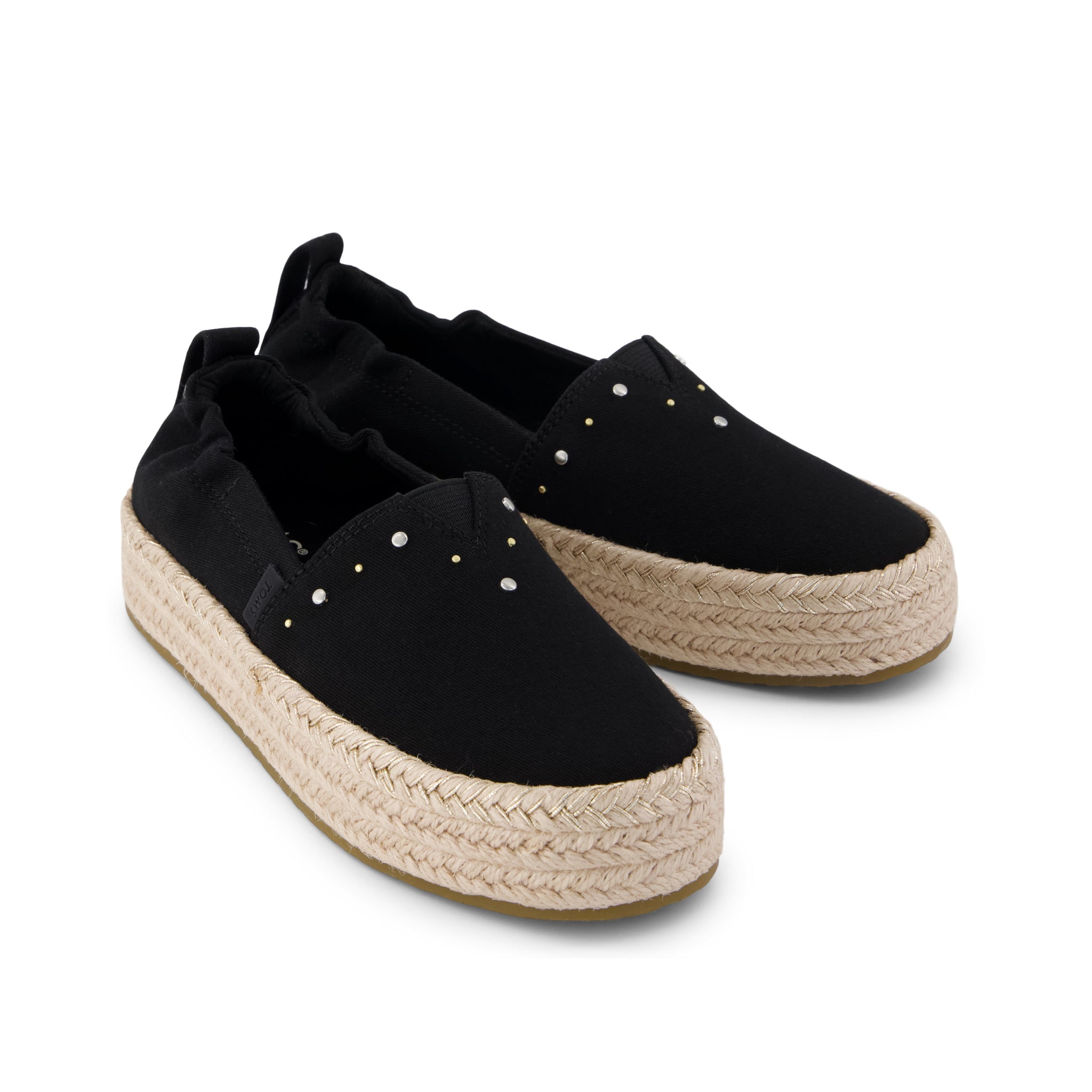 Valencia Platform Kids Espadrille Black Brushed Twill - Image 2