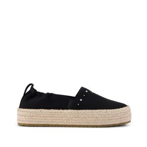 Valencia Platform Kids Espadrille Black Brushed Twill