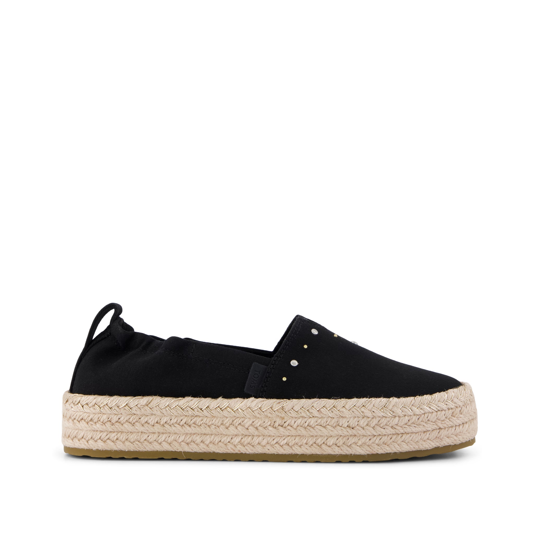 Valencia Platform Kids Espadrille Black Brushed Twill