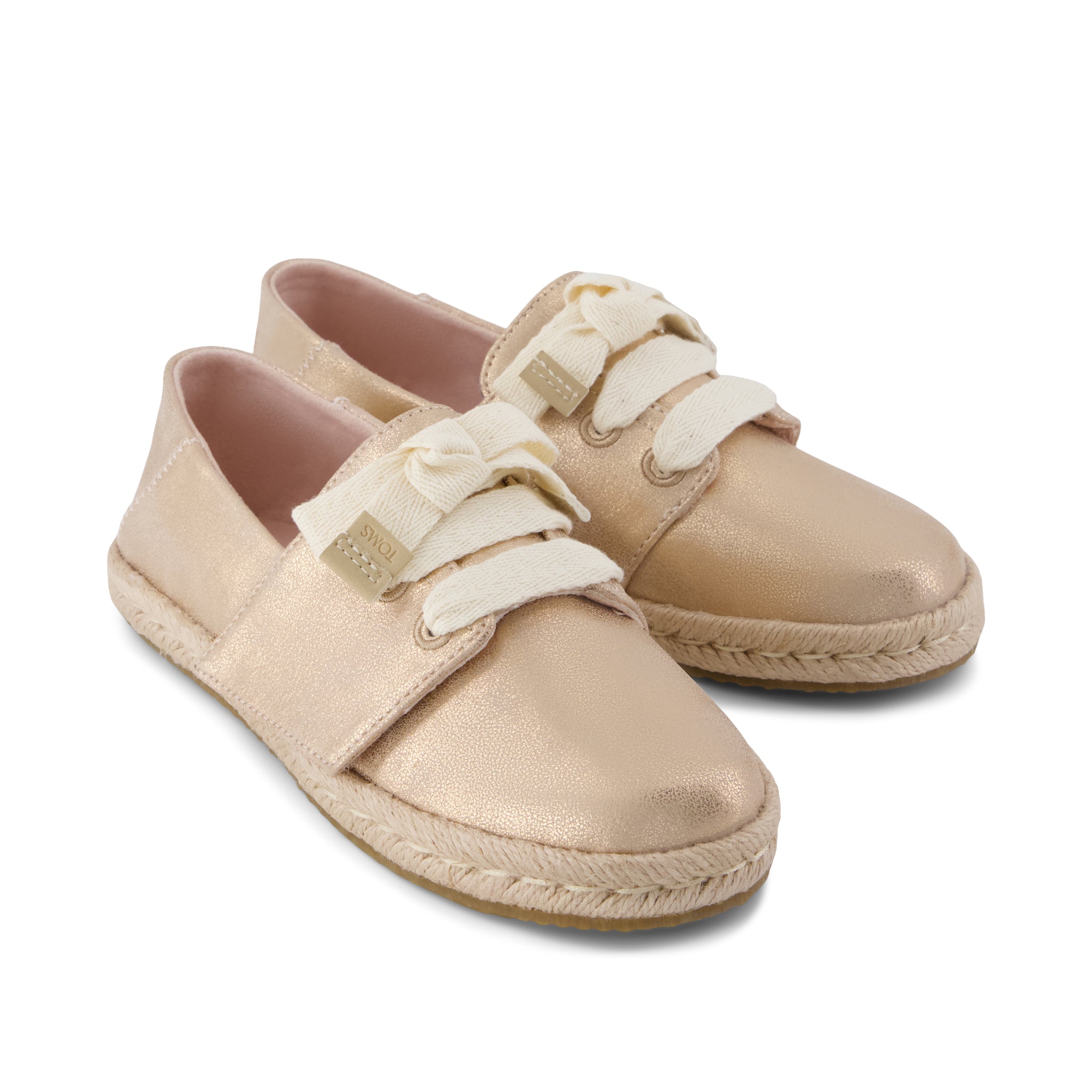 Carolina Lace-Up Kids Espadrille Seashell Metallic Faux Leather - Image 3