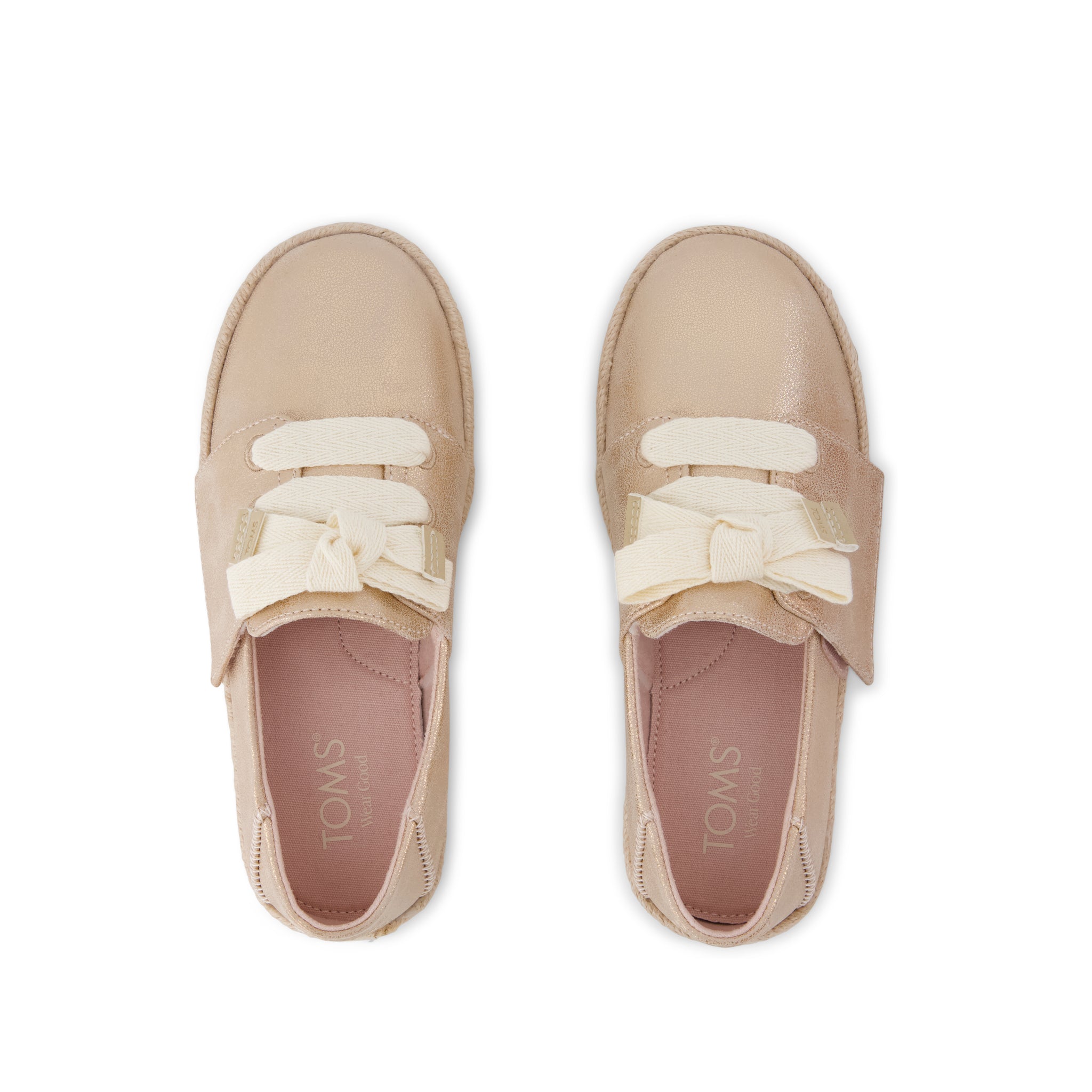 Carolina Lace-Up Kids Espadrille Seashell Metallic Faux Leather - Image 6