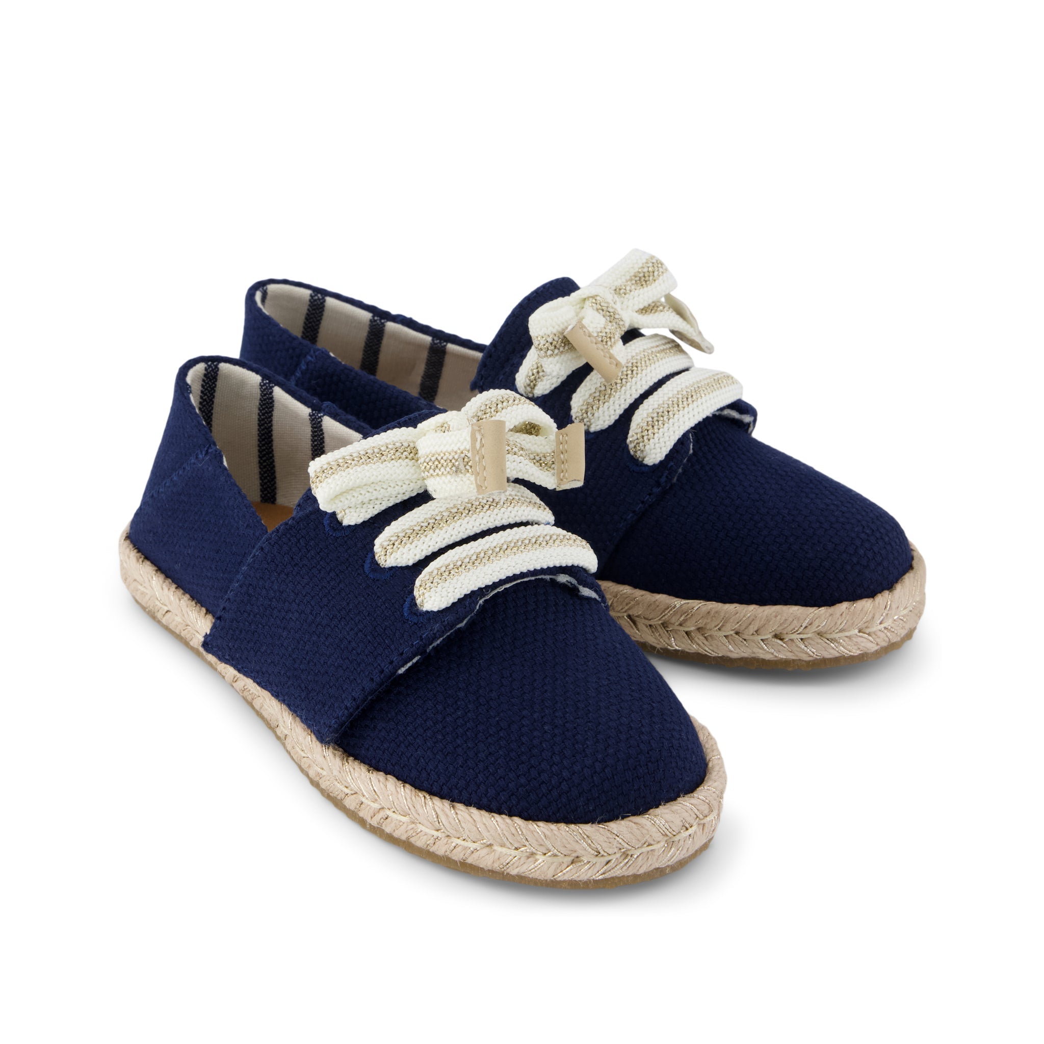 Carolina Lace-Up Kids Espadrille Navy Beachside Woven - Image 2