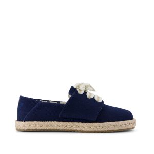 Carolina Lace-Up Kids Espadrille Navy Beachside Woven