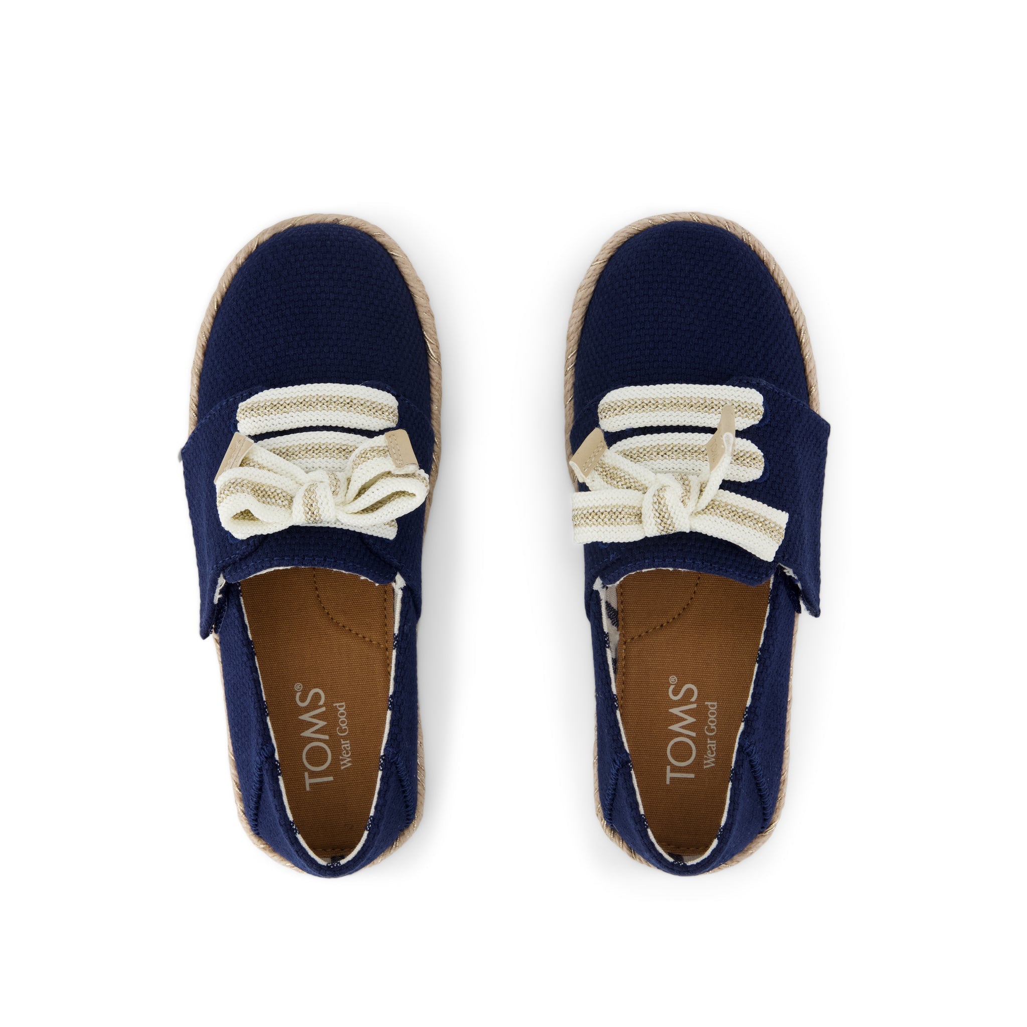 Carolina Lace-Up Kids Espadrille Navy Beachside Woven - Image 5