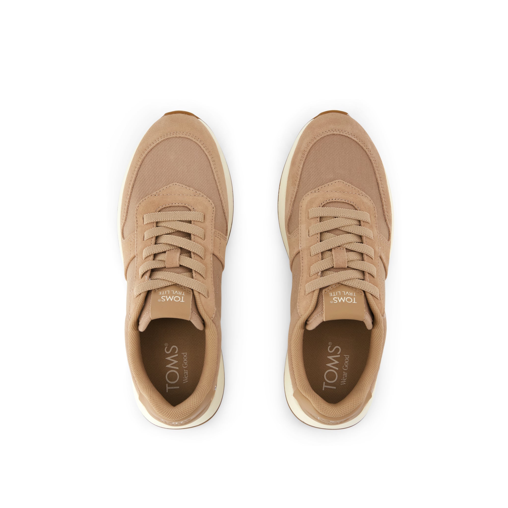 Womens TRVL LITE Retro Runner Sneaker Water Repellent Taupe Vintage Twill with Studs - Image 5