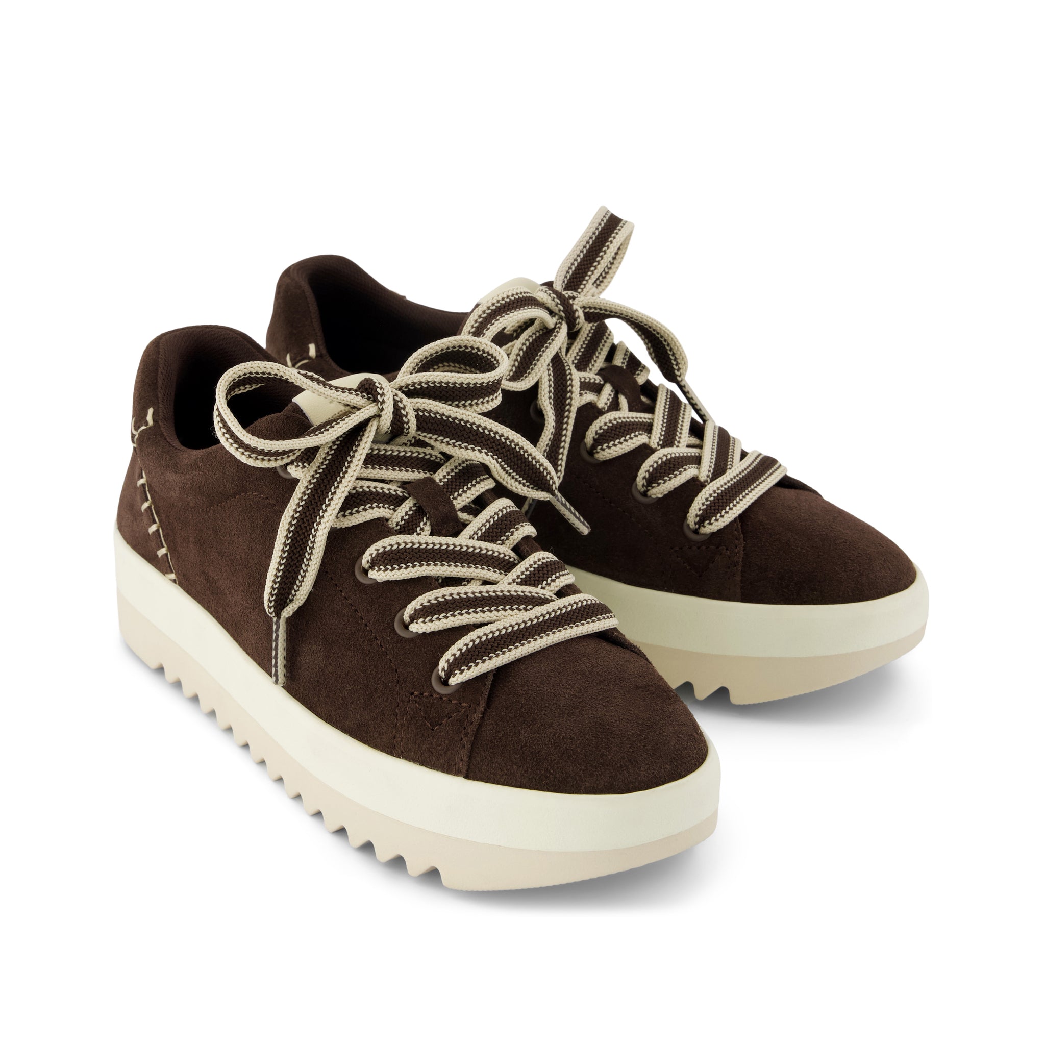 Womens Rea Lace-Up Platform Sneaker Chocolate Brown Suede - Image 2