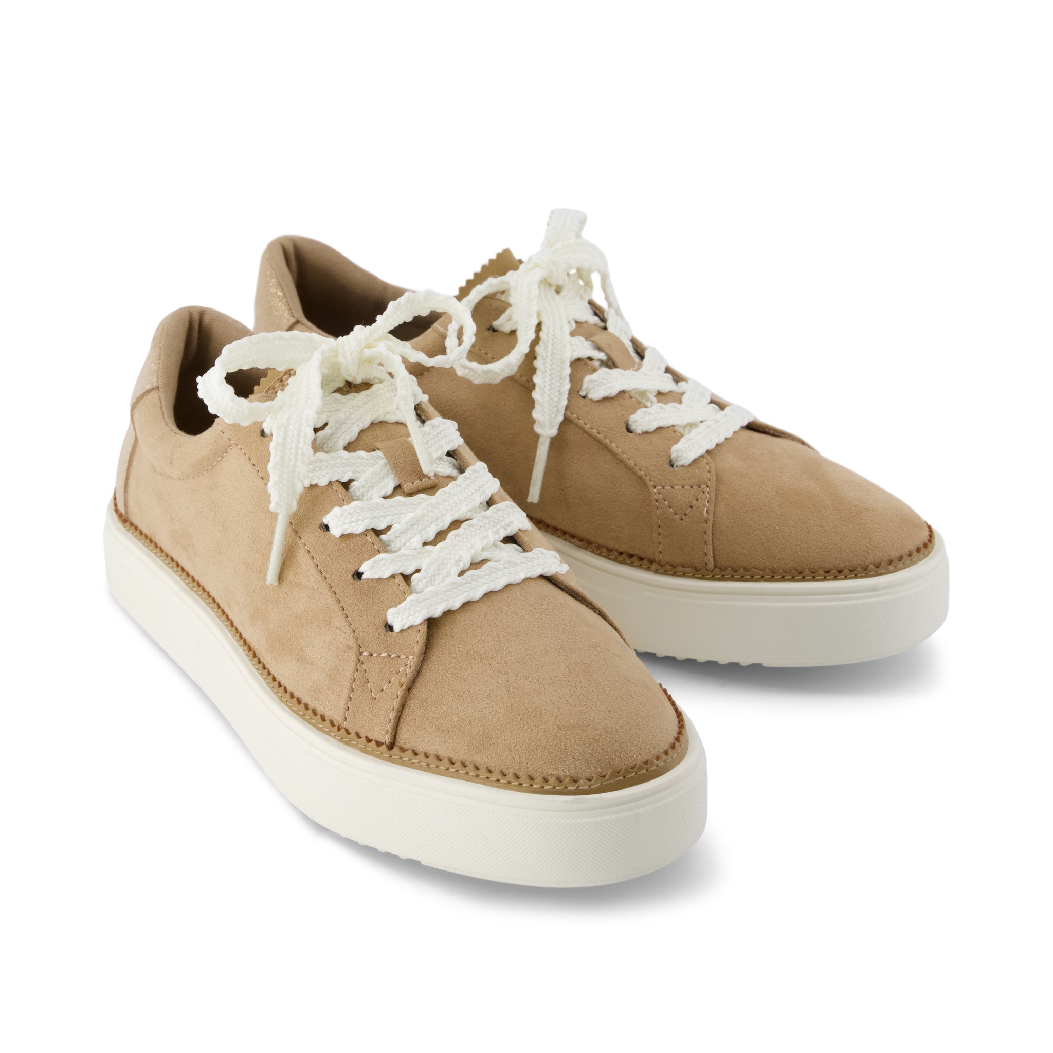 Womens Izzy Lace-Up Sneaker Taupe Premium Microfiber Suede - Image 3