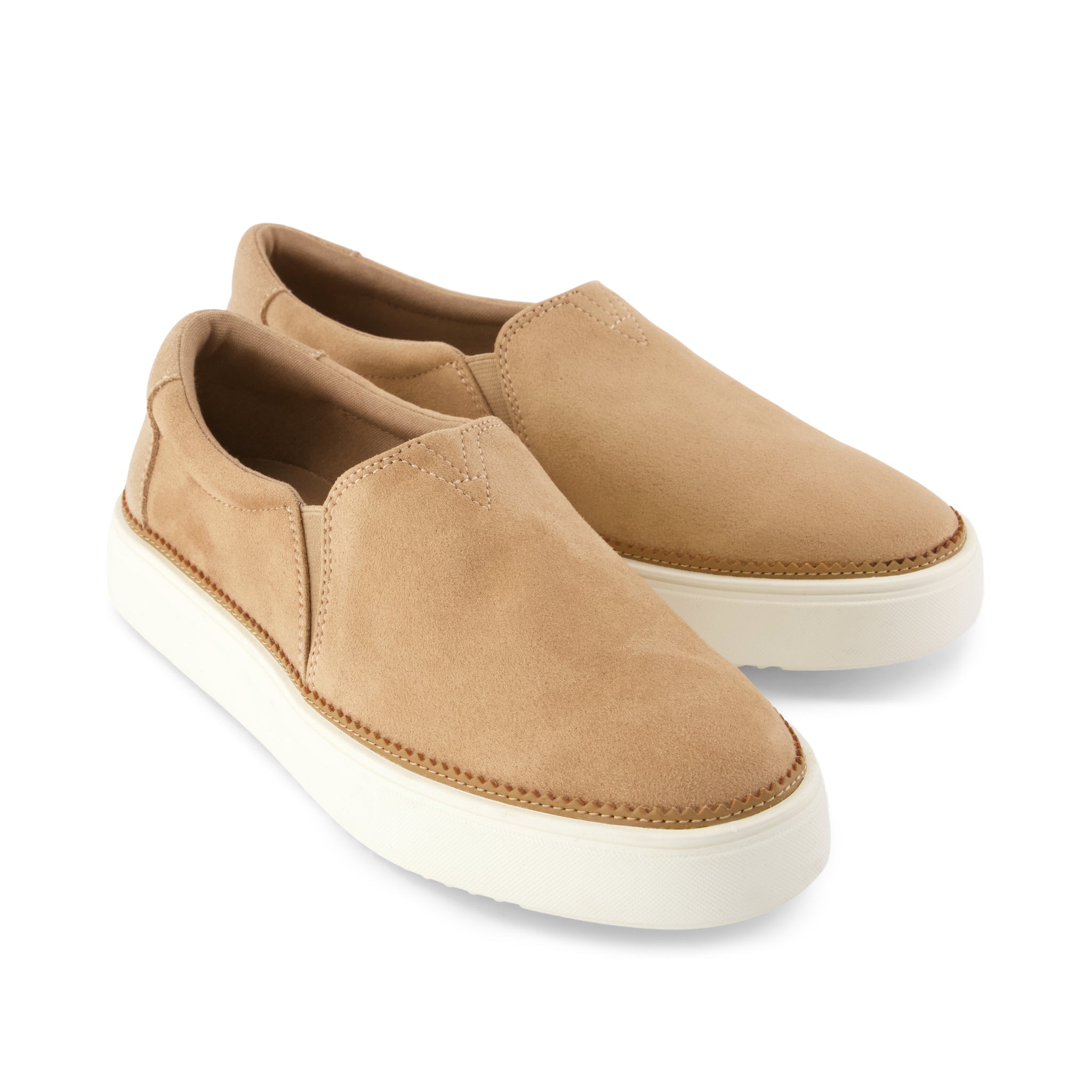 Womens Emily Slip On Sneaker Taupe Premium Microfiber Suede - Image 3