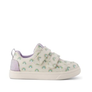 Cruz Double Strap Toddler Sneaker Egret Foil Rainbows