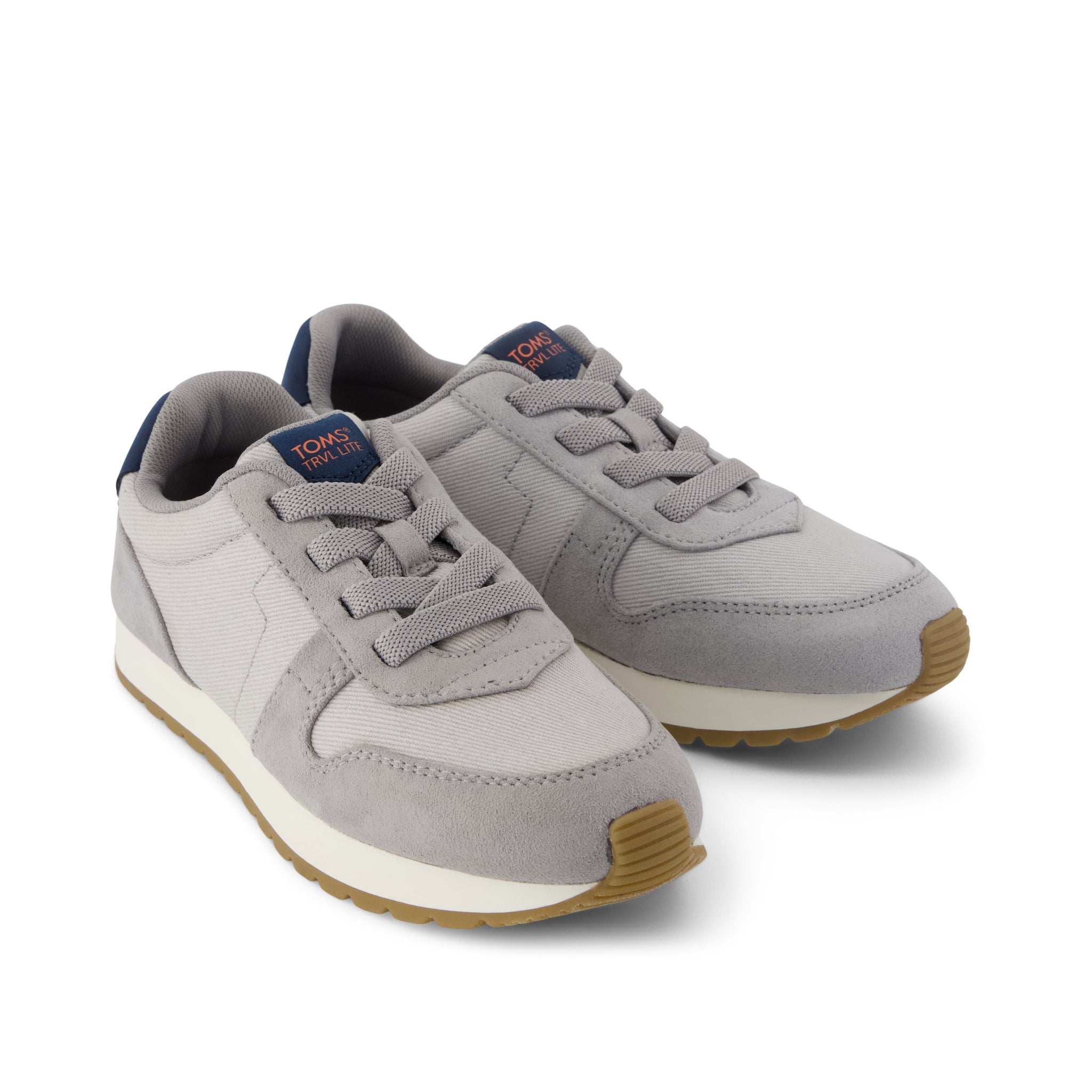 TRVL LITE Retro Runner Kids Sneaker Water Repellent Drizzle Grey Vintage Twill - Image 2