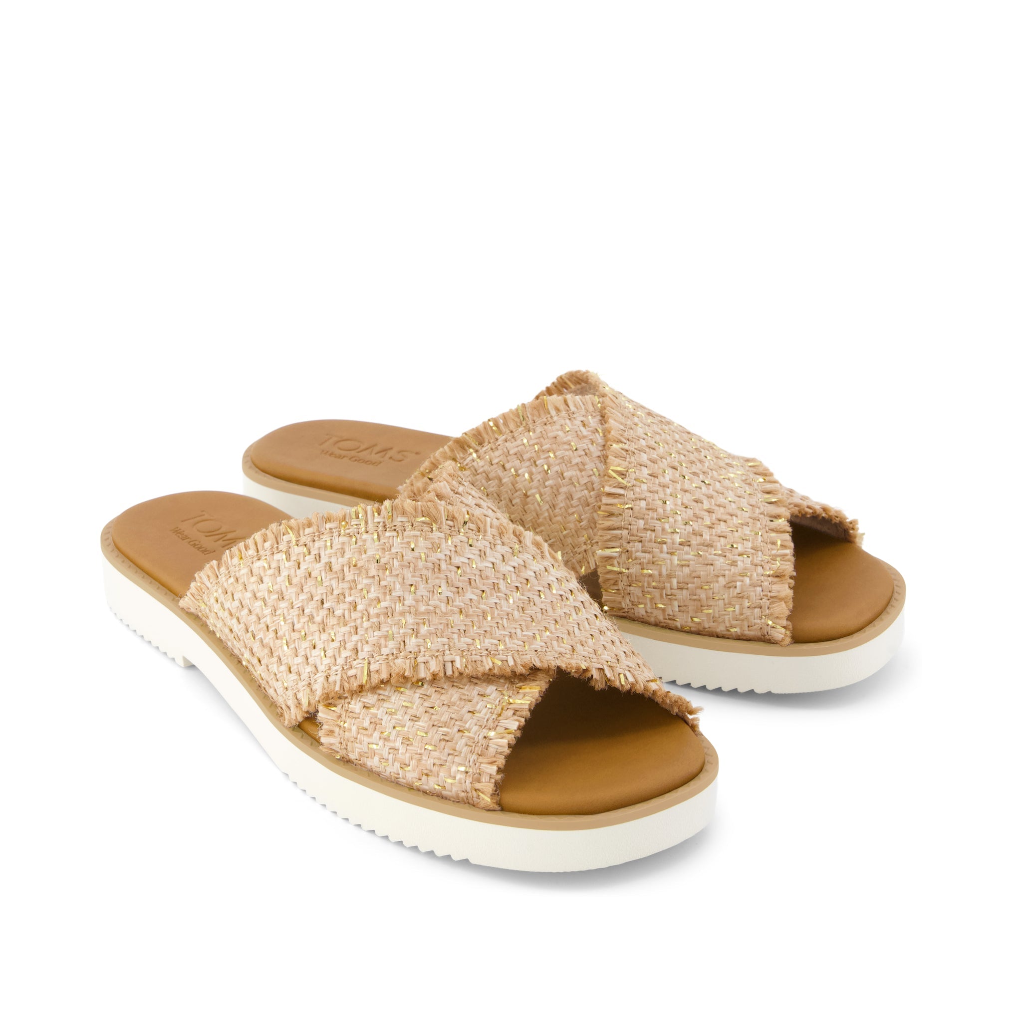 Womens Mae Crossover Slide Sandal Natural Metallic Rafia - Image 3