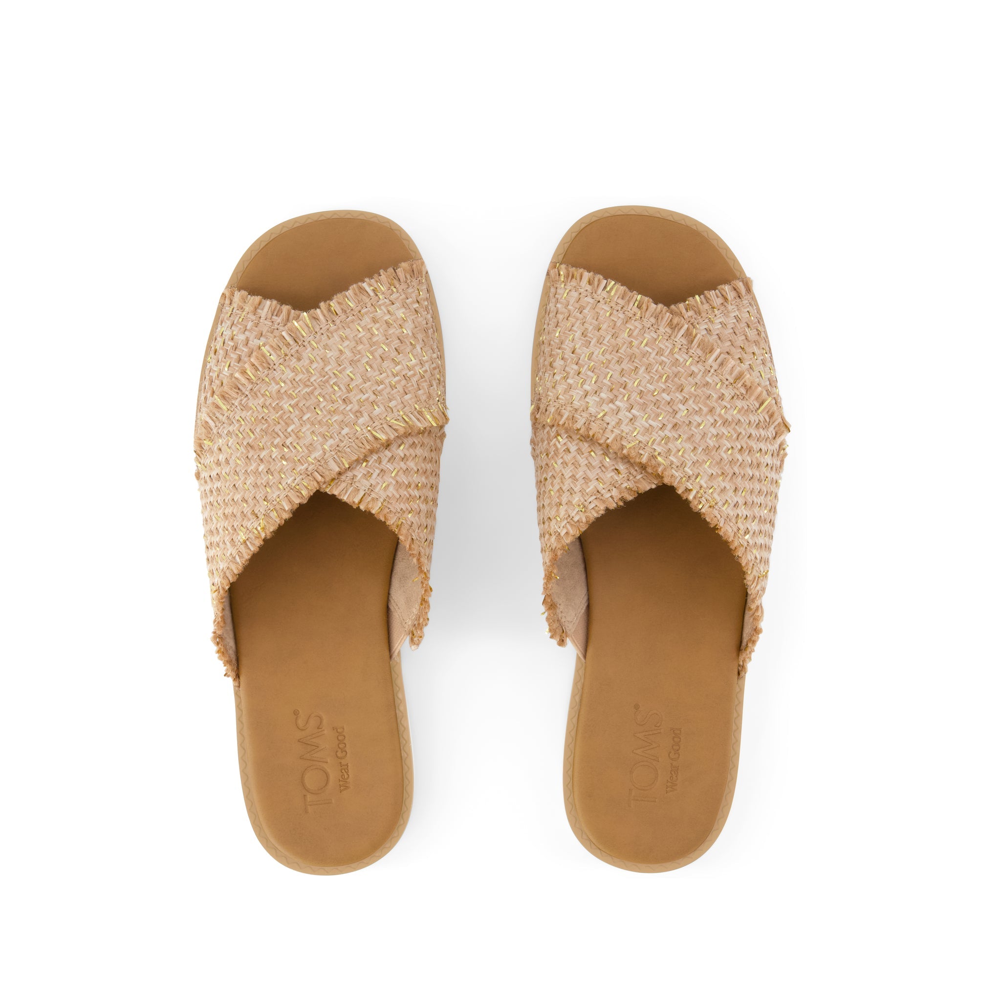Womens Mae Crossover Slide Sandal Natural Metallic Rafia - Image 6