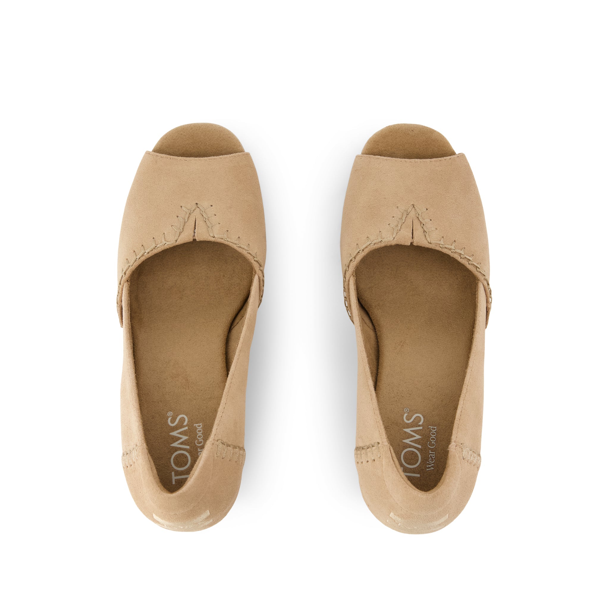 Womens Essential Wedge Taupe Deco Stitch Suede - Image 5