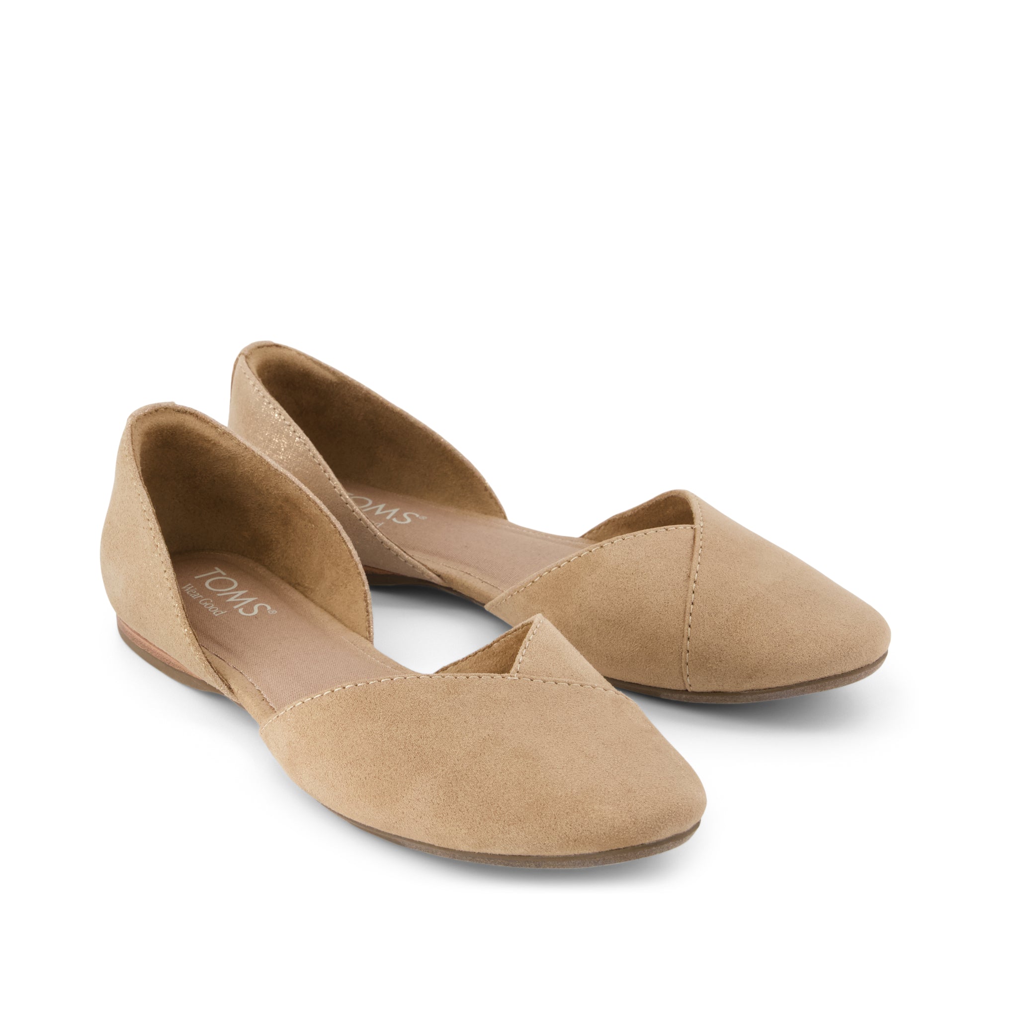 Womens Gemma D'Orsay Flat Taupe Metallic Crosshatch Suede - Image 2