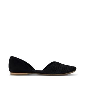 Womens Gemma D'Orsay Flat Black Croc Microsuede