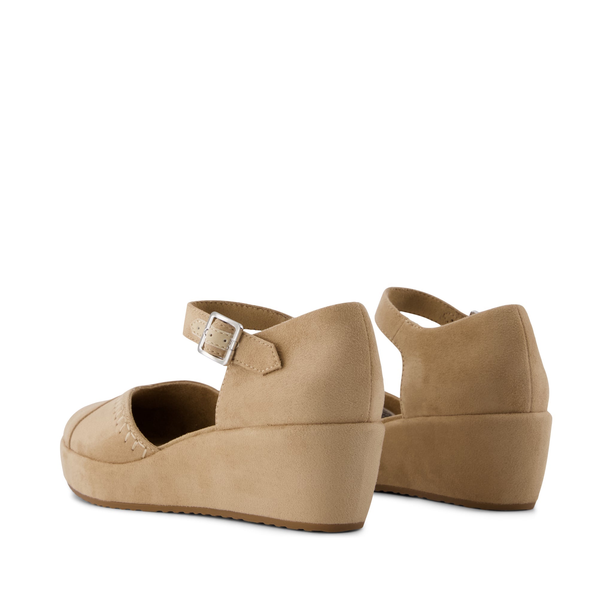 Womens Gwyneth Wedge Taupe Deco Stitch Microsuede - Image 4