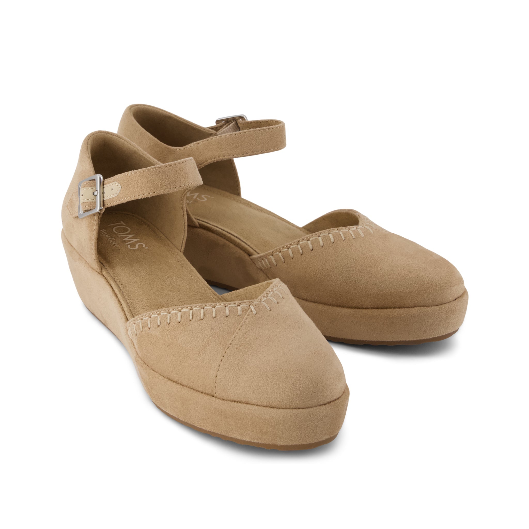 Womens Gwyneth Wedge Taupe Deco Stitch Microsuede - Image 3