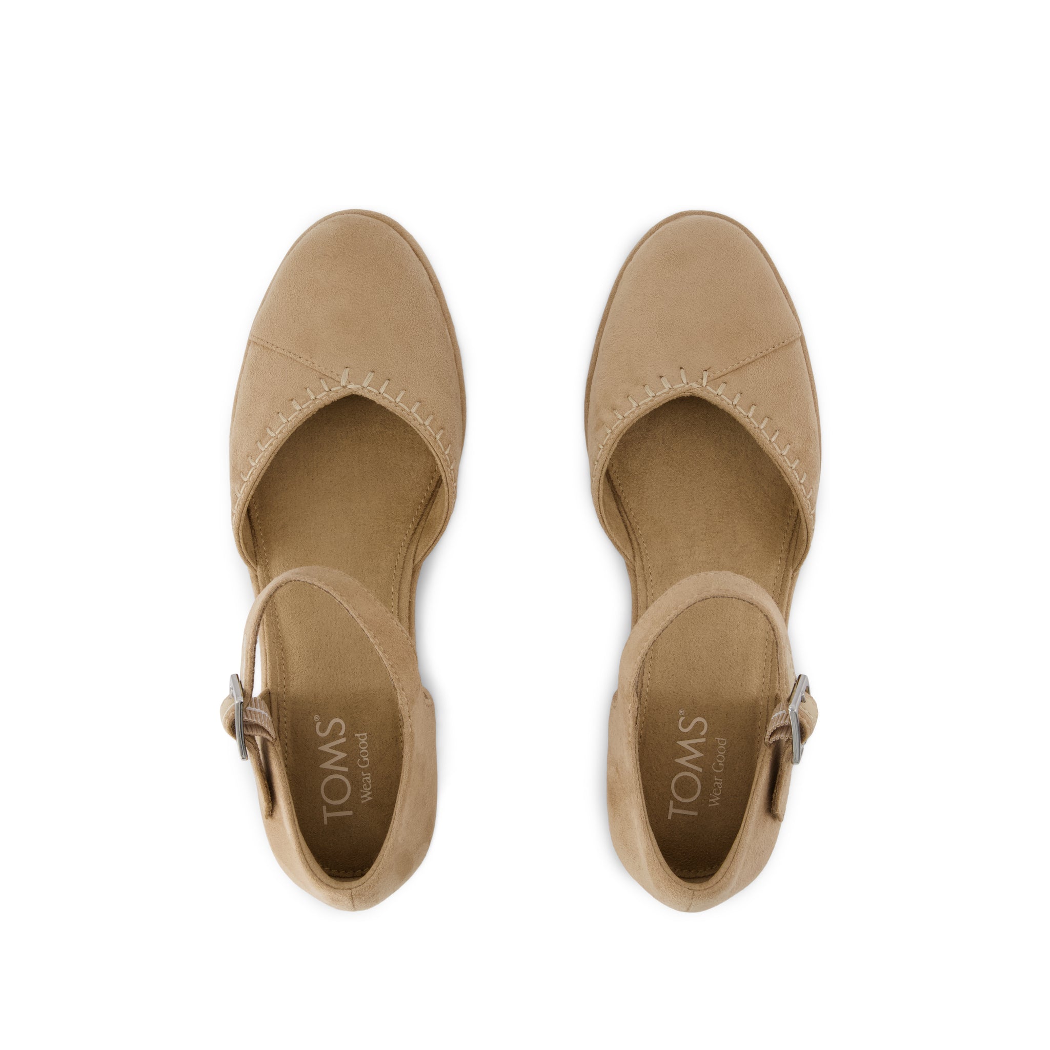 Womens Gwyneth Wedge Taupe Deco Stitch Microsuede - Image 6