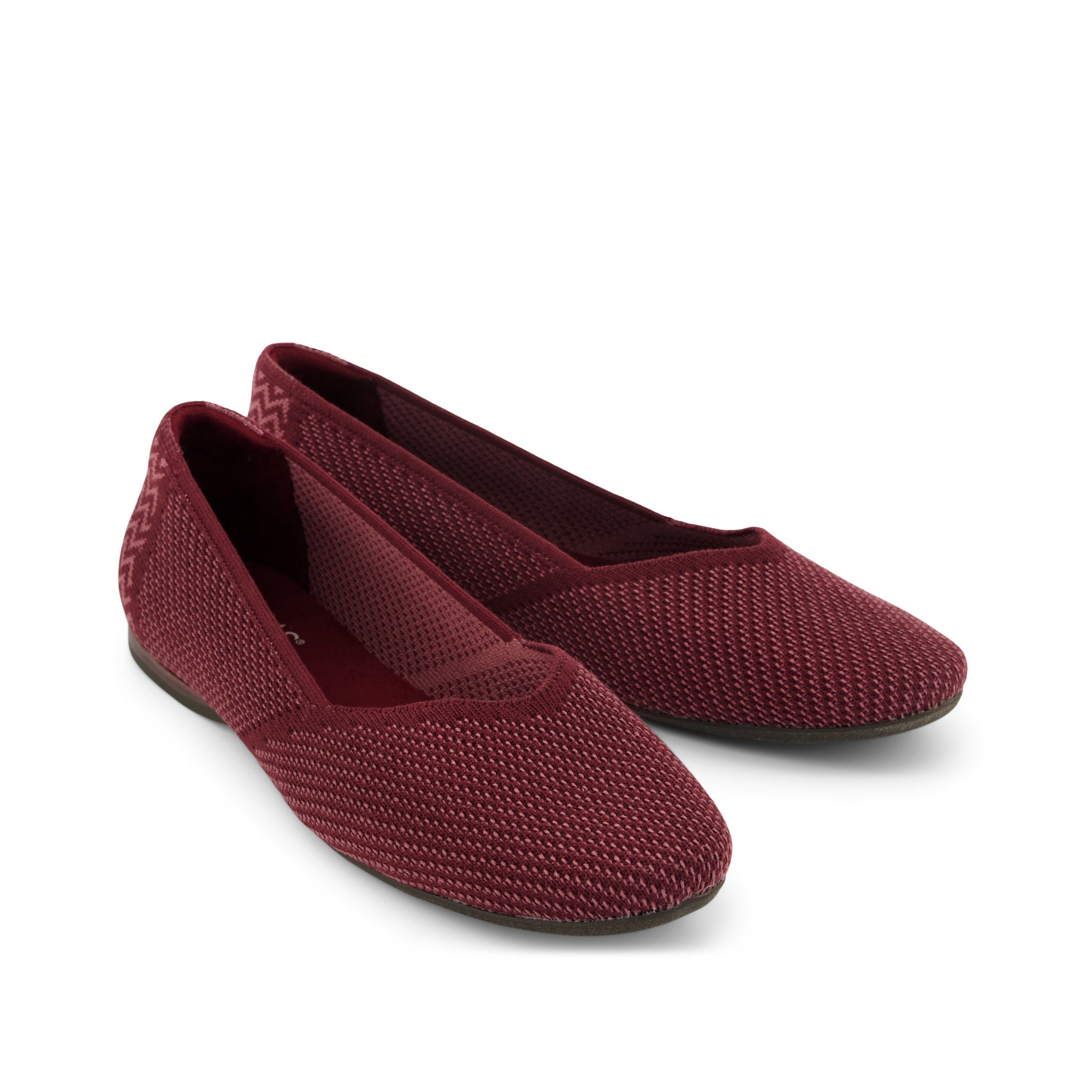 Womens Gemma Flat Burgundy Engineered Knit - Image 3