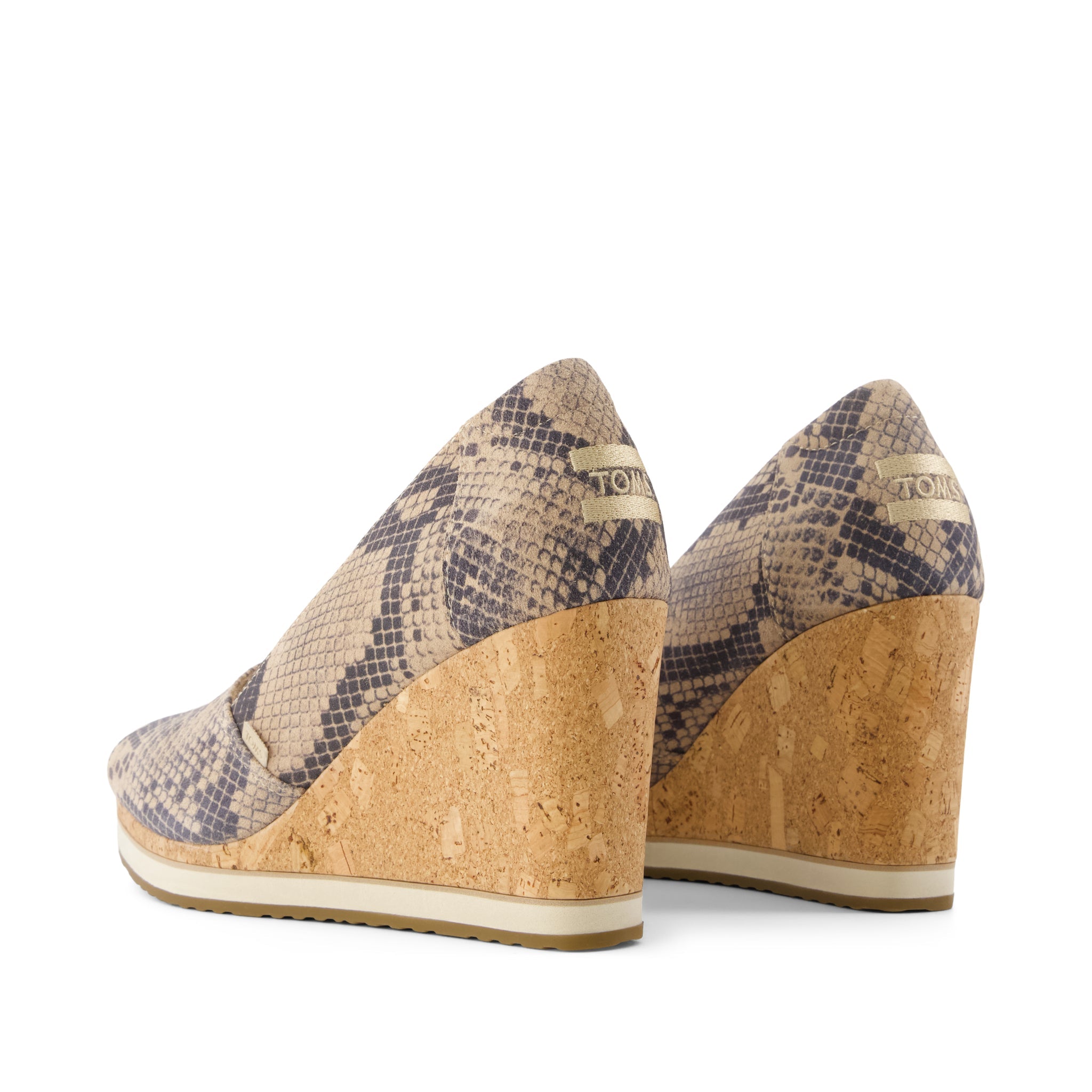 Womens Essential Wedge Taupe Snake Print Suede - Image 3