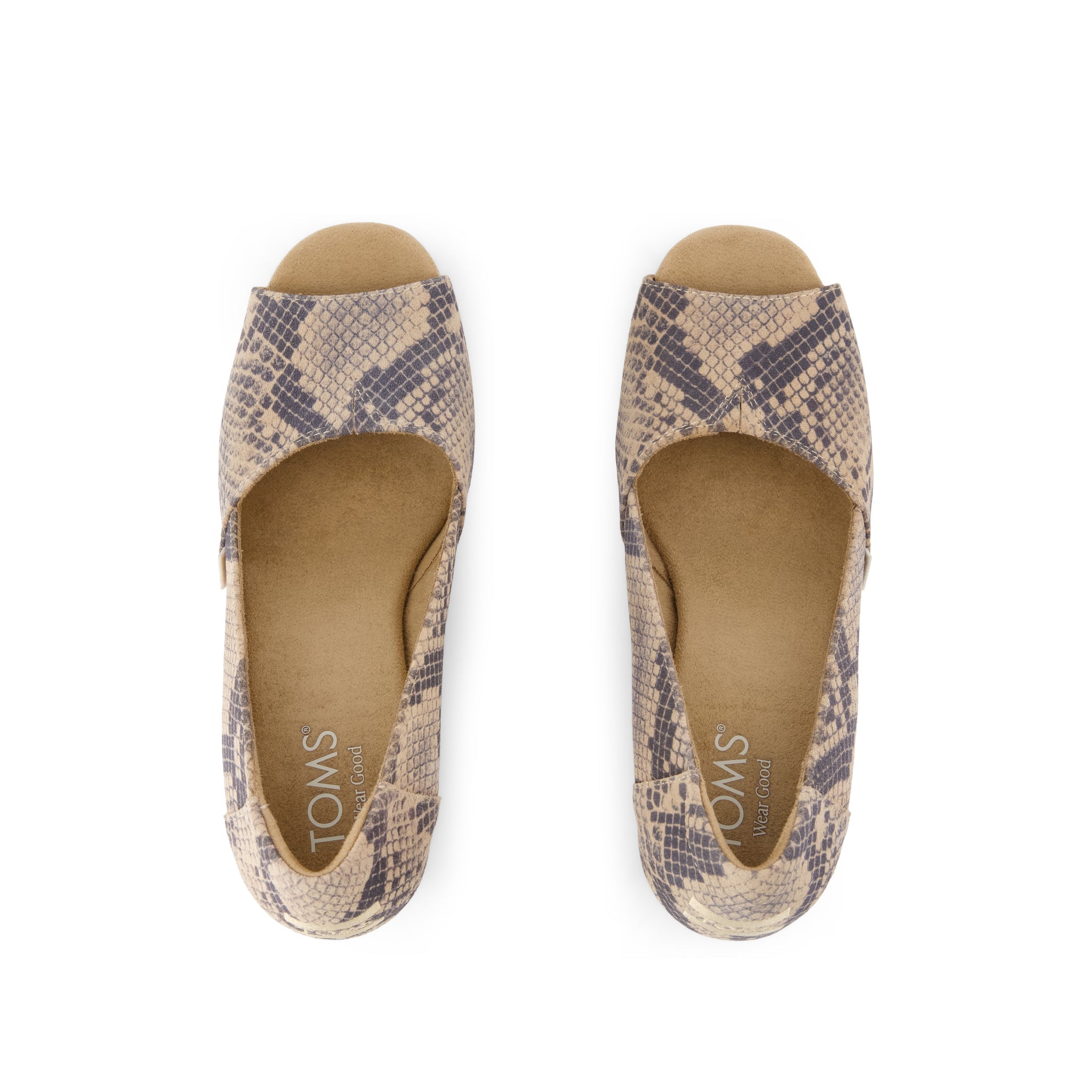 Womens Essential Wedge Taupe Snake Print Suede - Image 5