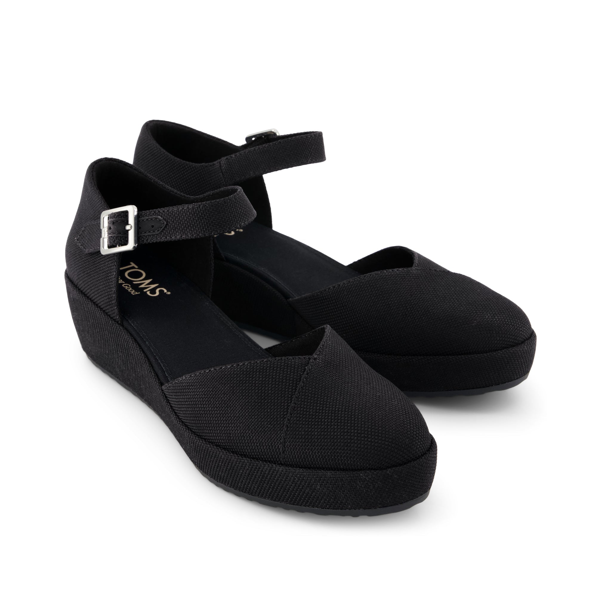 Womens Gwyneth Wedge Black Canvas - Image 3
