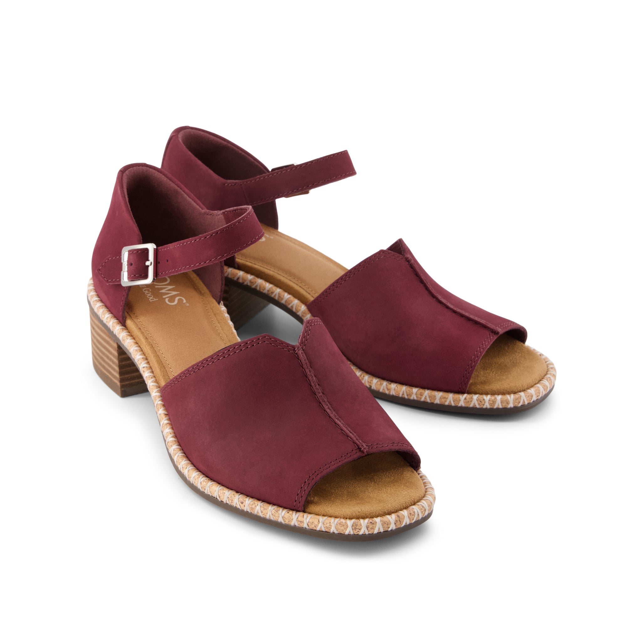 Womens Ines Heel Burgundy Nubuck Leather - Image 2