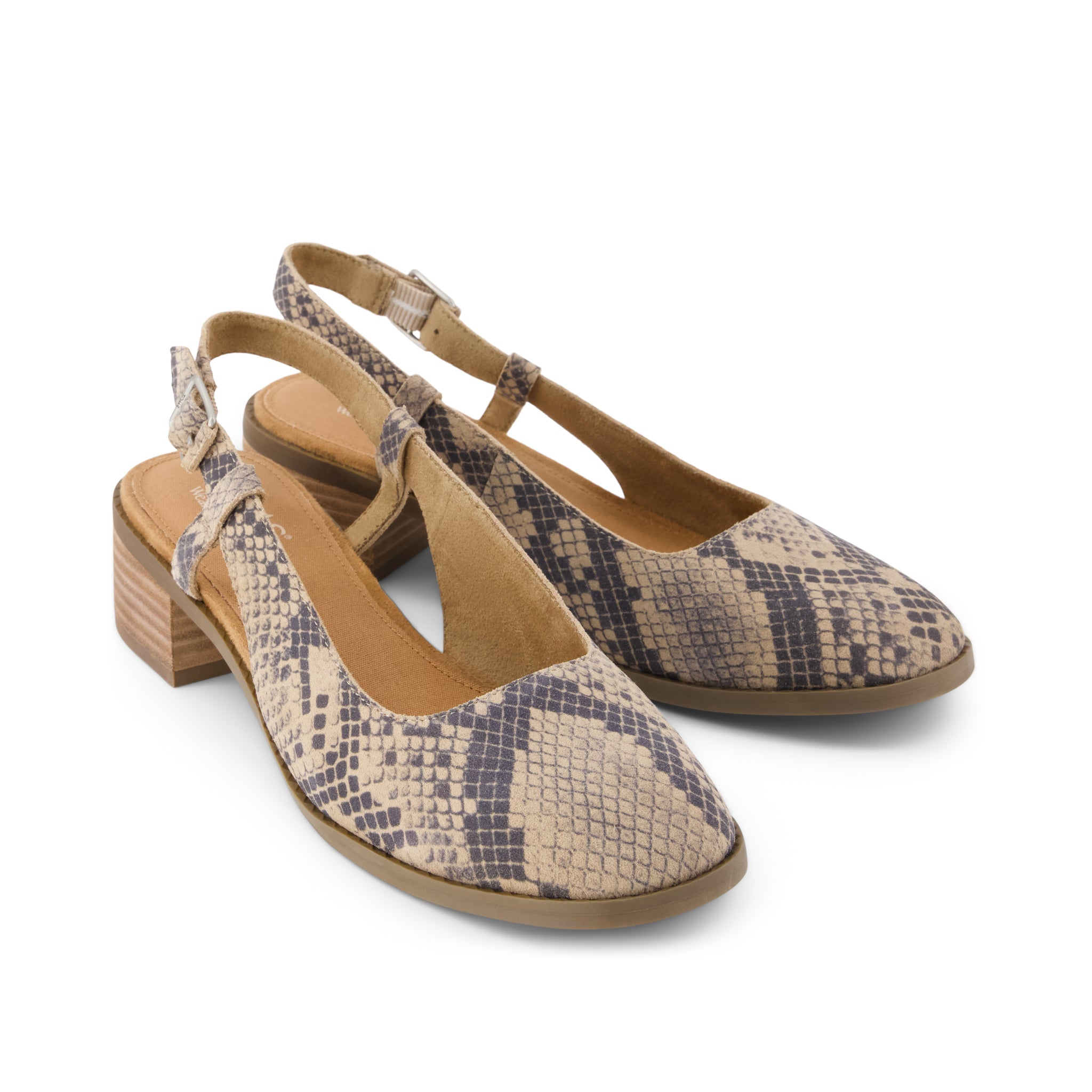 Womens Jaclyn Slingback Heel Taupe Snake Print Suede - Image 2