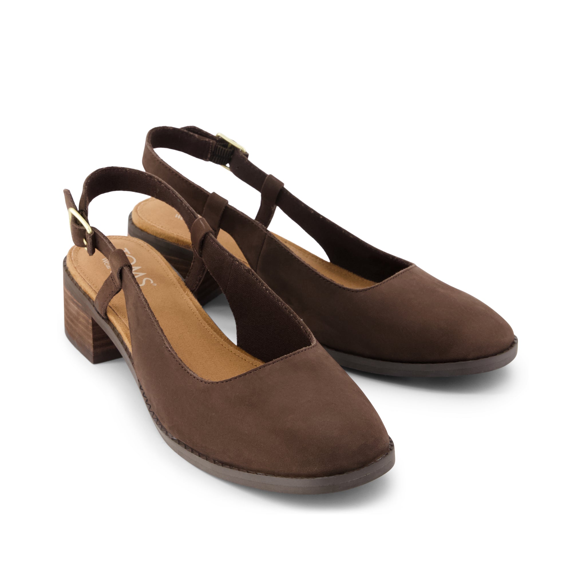 Womens Jaclyn Slingback Heel Chocolate Brown Nubuck Leather - Image 3