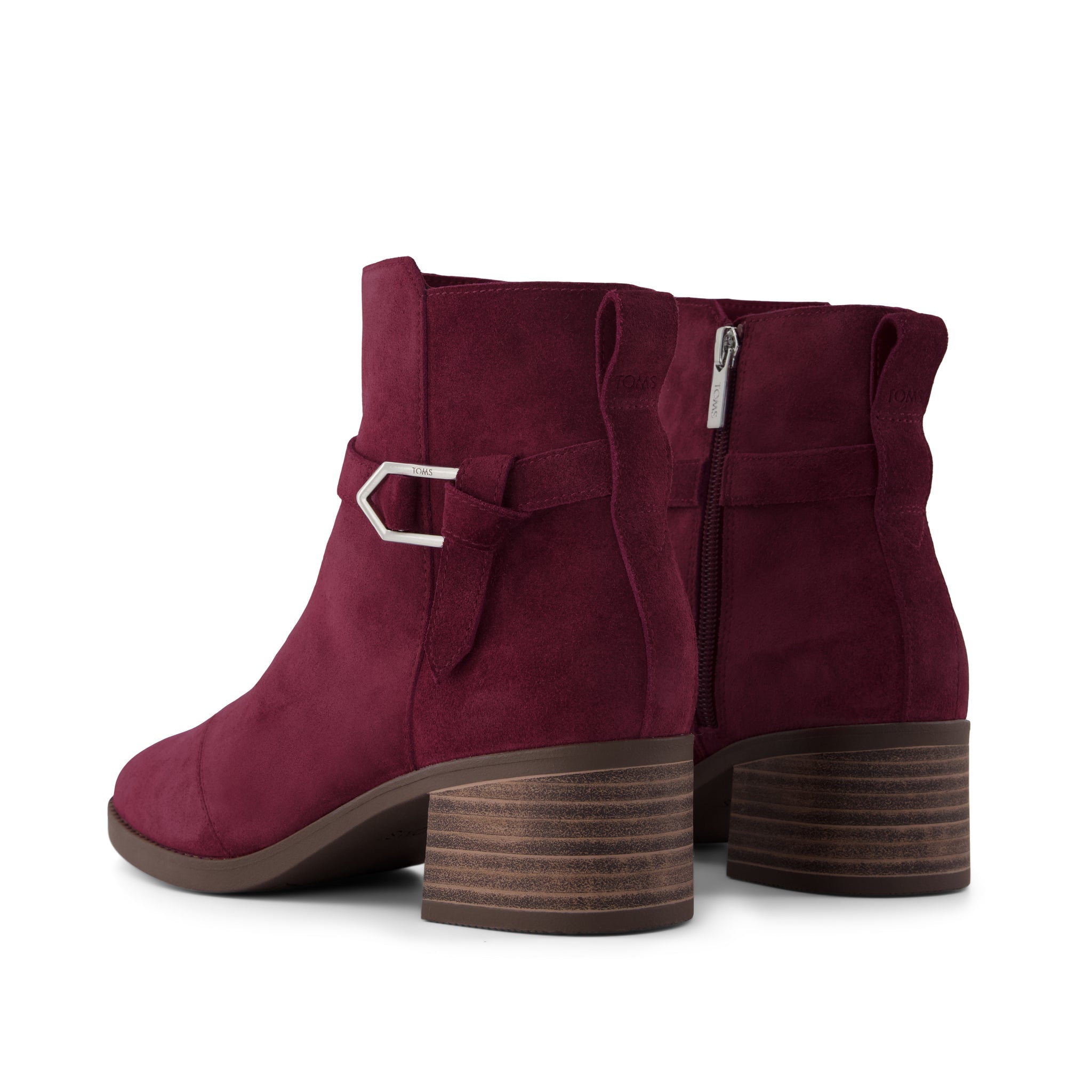 Womens Delilah Buckle Ankle Boot Dark Burgundy Suede - Image 3